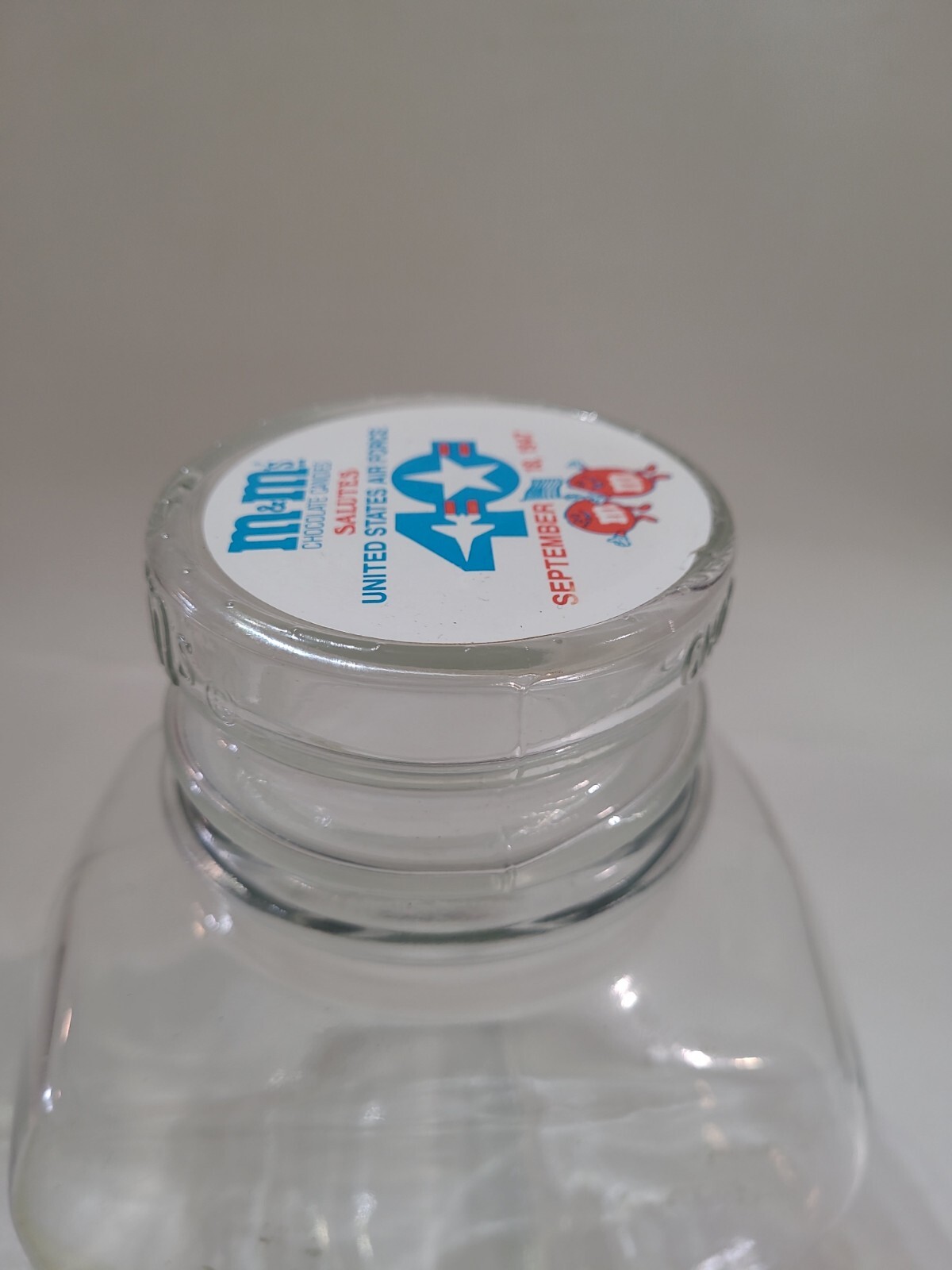 M&M Chocolate Candies United States Air Force 1947 40 years Glass Canister Jar