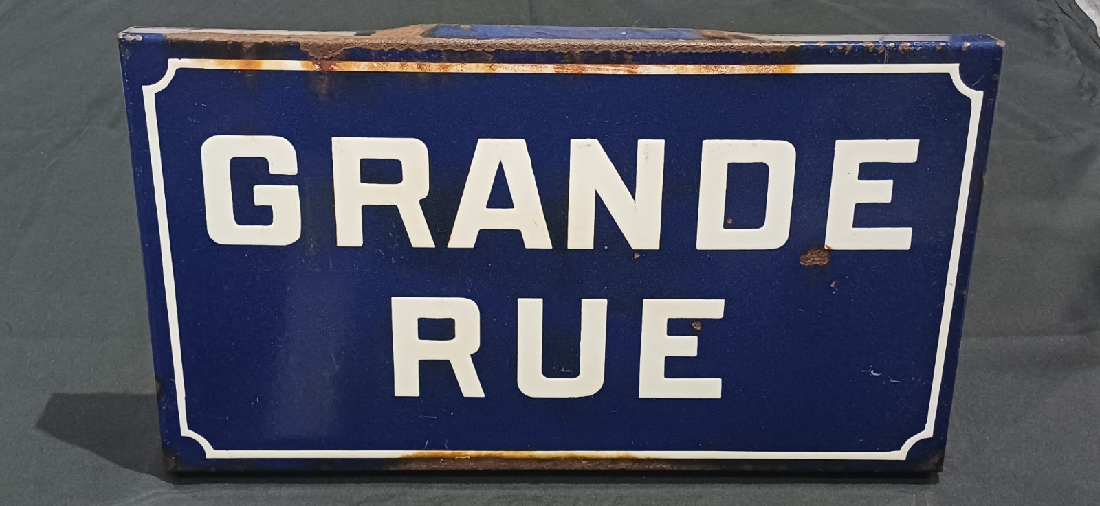 Antique Thick Enameled Street Sign Grande Rue