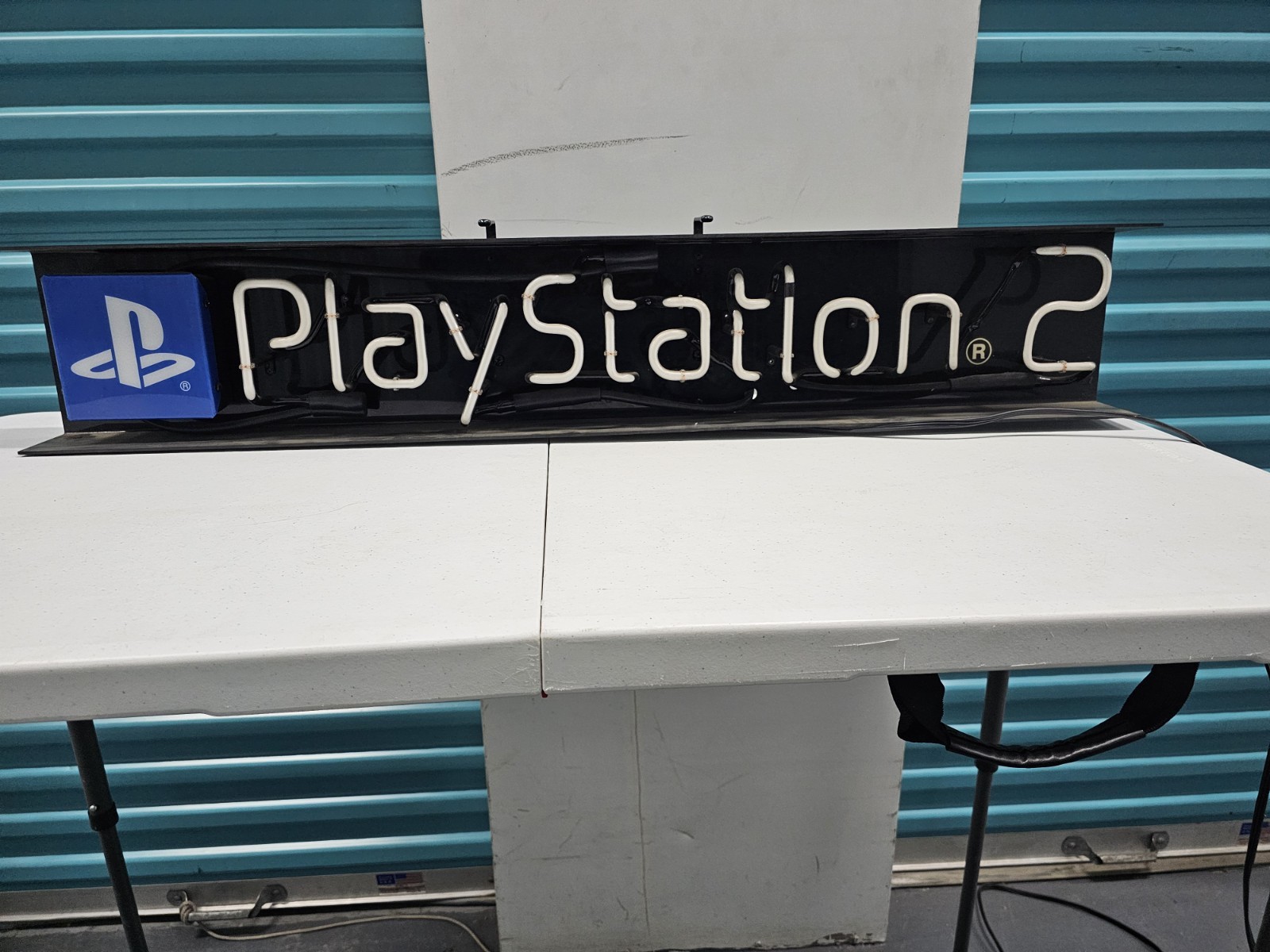 PlayStation 2 Retro Blue Neon Light Store Display. Open box but unused + Extras