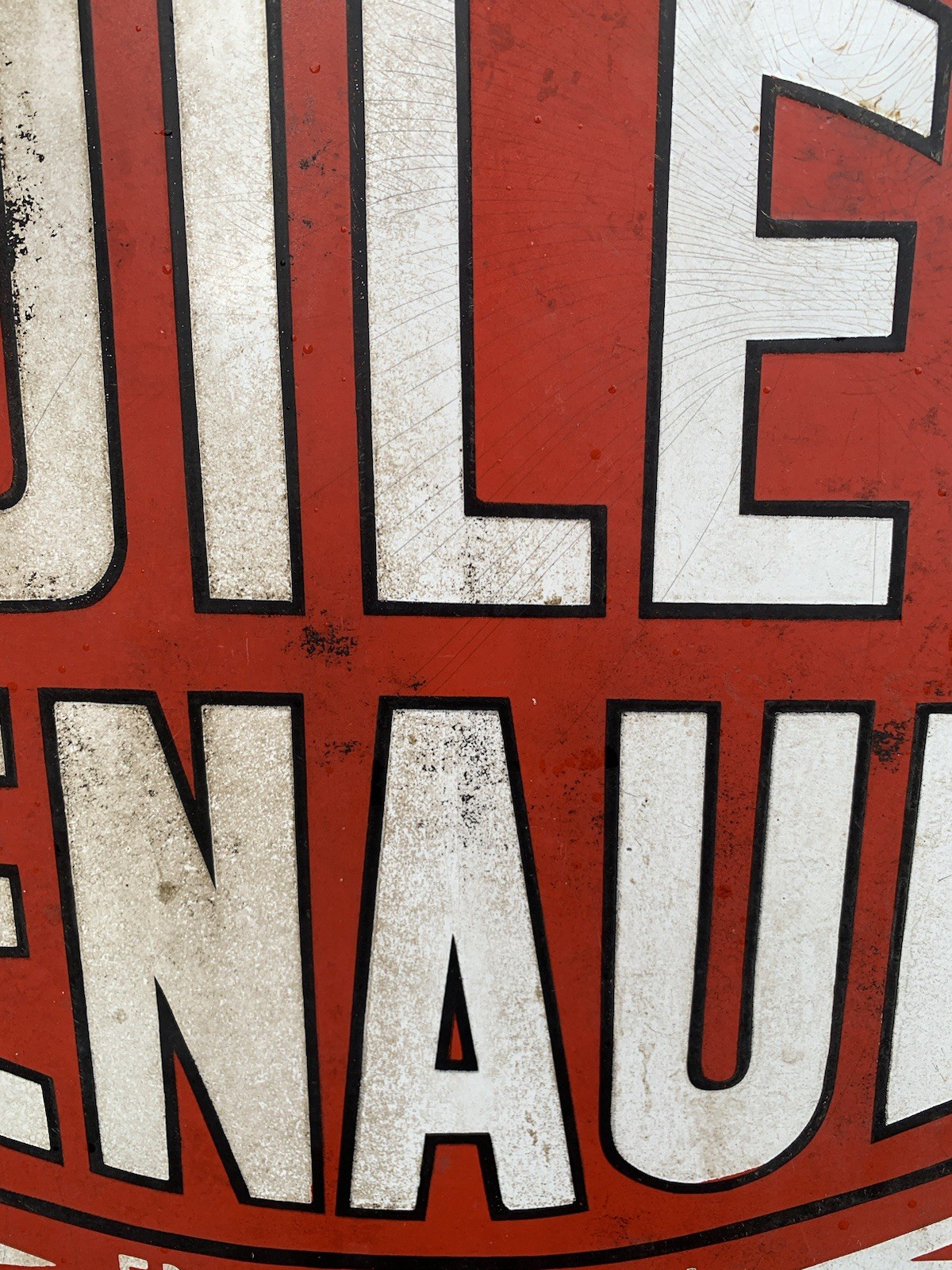 ANTIQUE RENAULT DOUBLE SIDED OIL ENAMEL PLATE