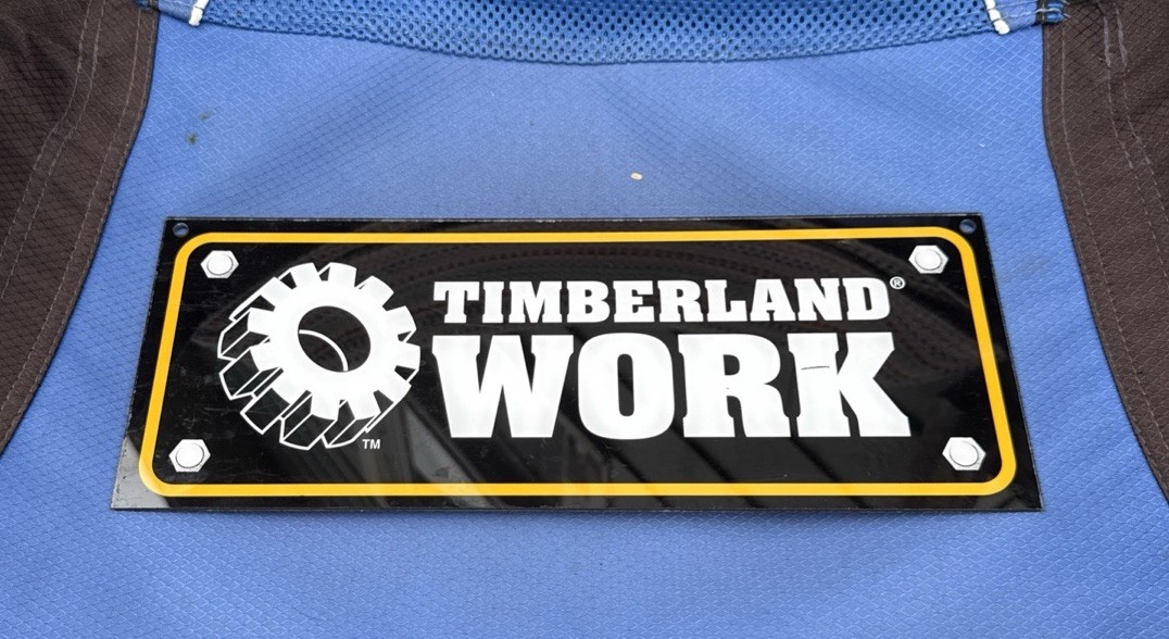 TIMBERLAND WORK Advertising Store Display Sign 14” X 5-1/2” Acrylic
