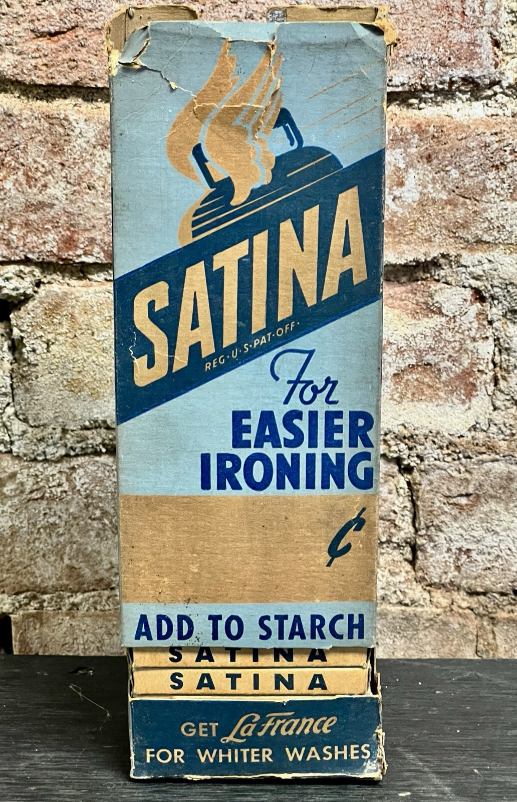 Vintage Satina Starch Full Box General Country Store Display & 24 NOS Packages