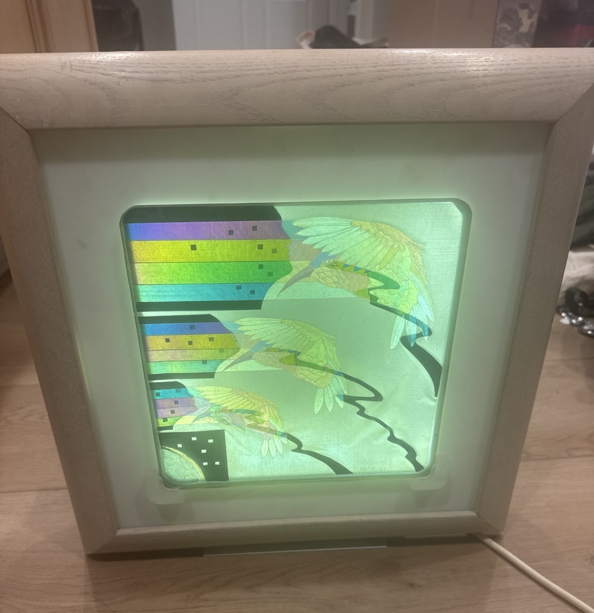 Rare Vtg Austine Studios Polage “Trio” Art Panel With Motorized Light Box Works!