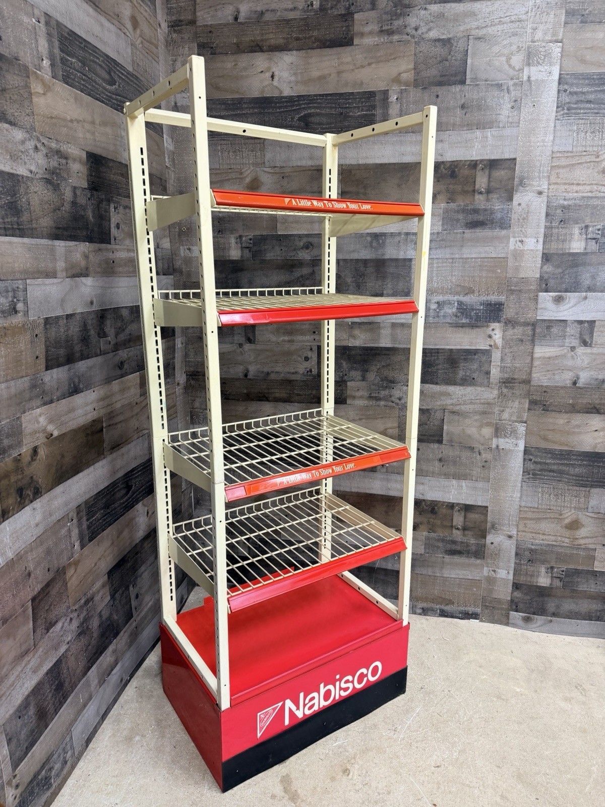 Vtg Nabisco Commercial Store Display Stand Large Red White Unique Bookcase Metal