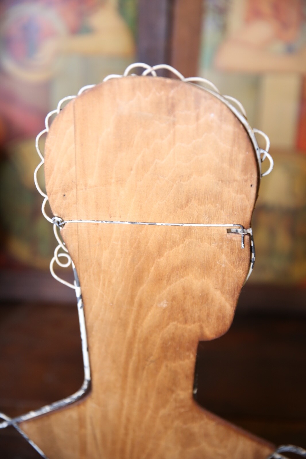 Vintage Art Deco Countertop Jewelry Hat Wig Display Wire Stand Mannequin Head