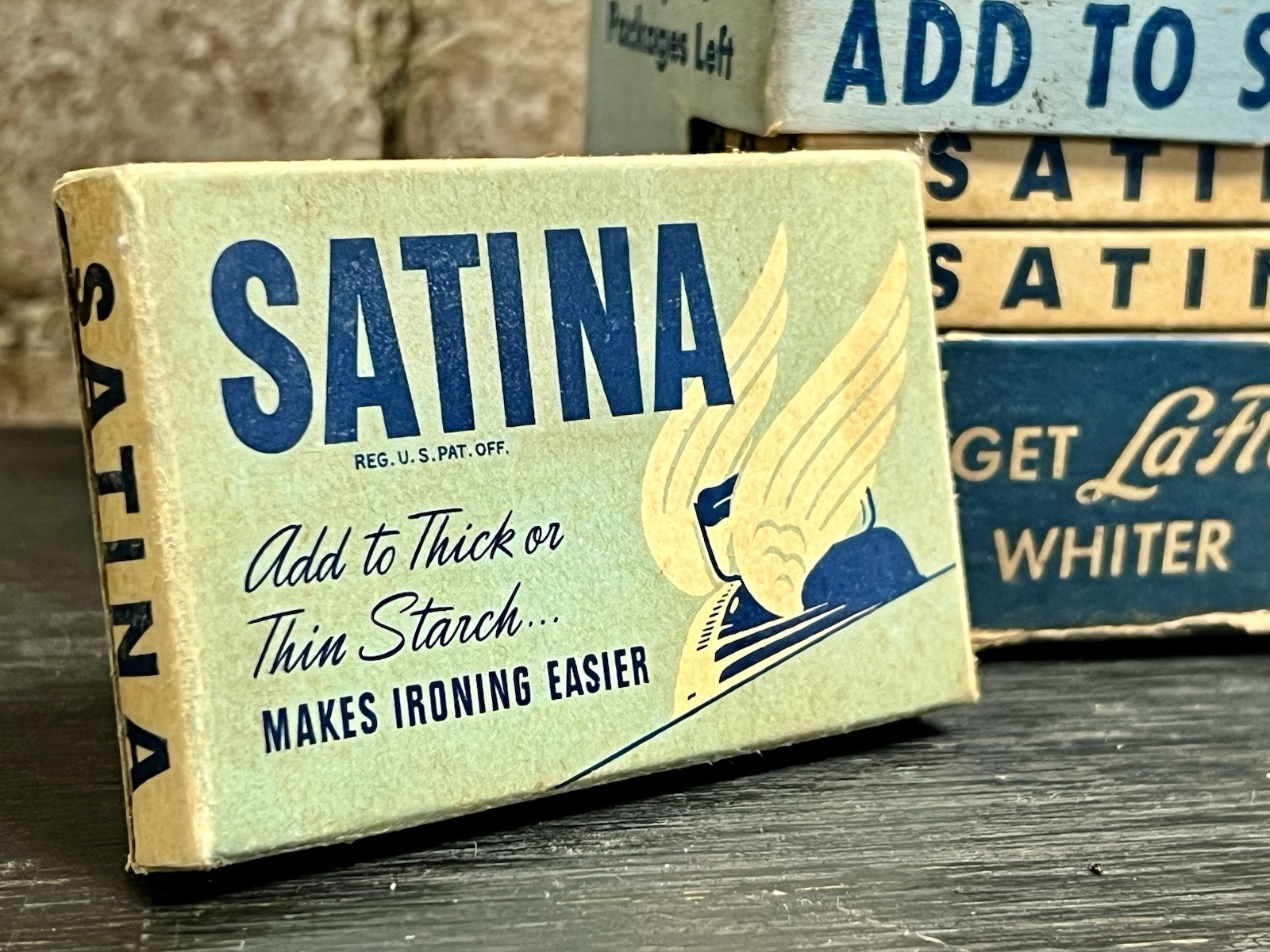 Vintage Satina Starch Full Box General Country Store Display & 24 NOS Packages
