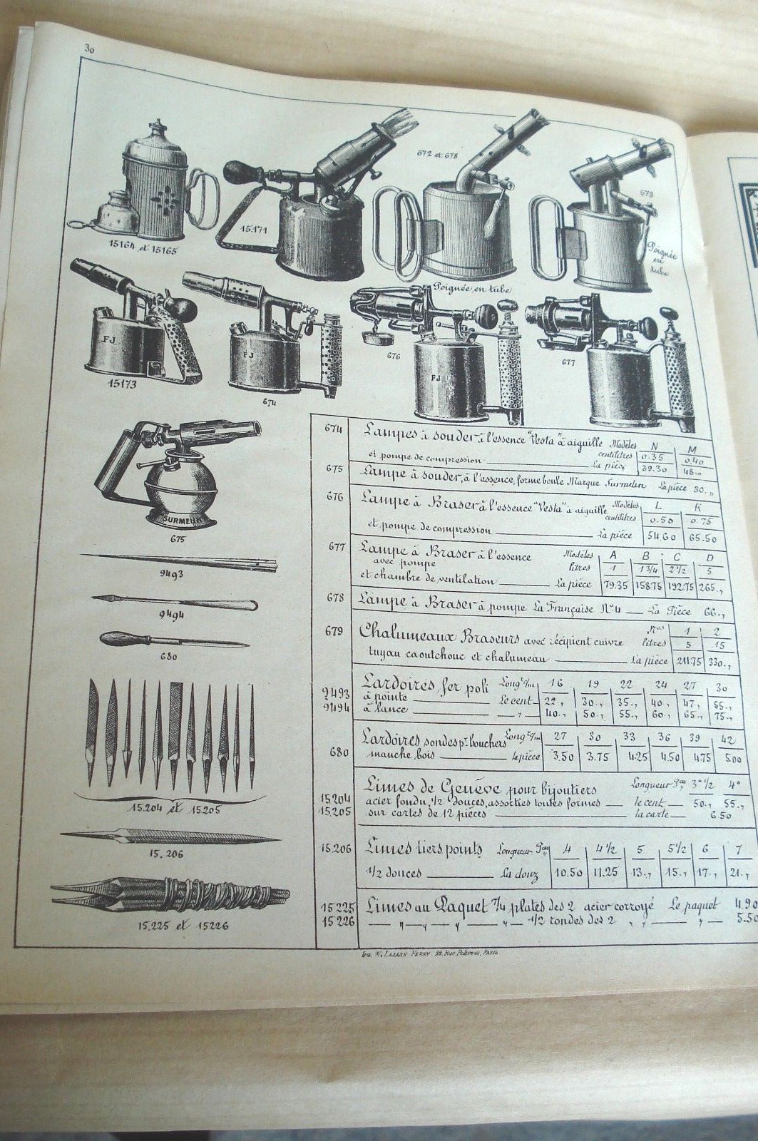 1923 CATALOG CHINCAGLIERIE E.CASSET & FILS PARIS TOOLS WROUGHT IRON TOOLS