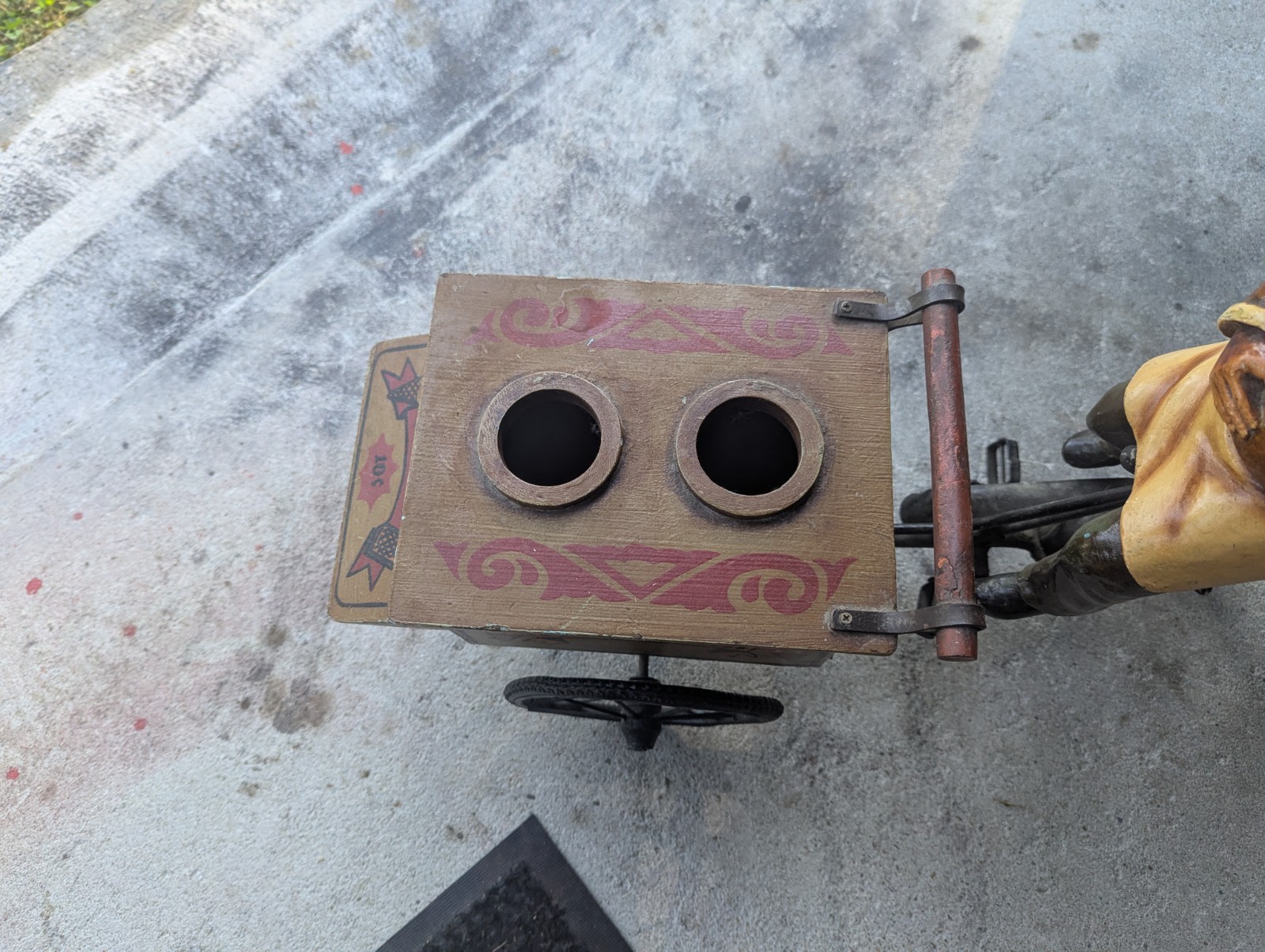 Rare HTF Metal & Wood Decorative Vintage Ice Cream 3 Wheel Bicycle n Cart+ Man