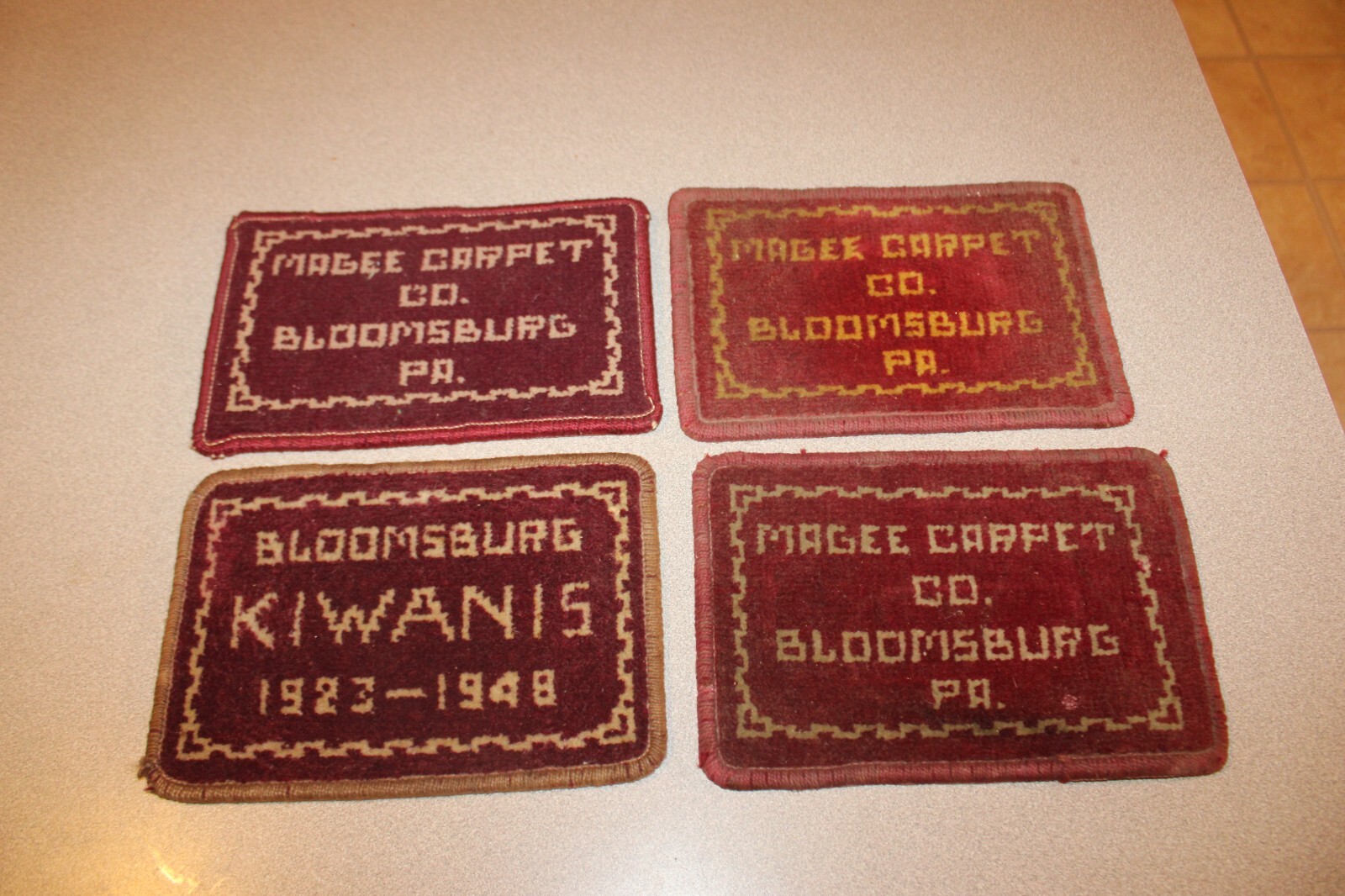 4 Vintage Magee Carpet Salesmen Sample Bloomsburg, PA & Bloomsburg Kiwanis 1948