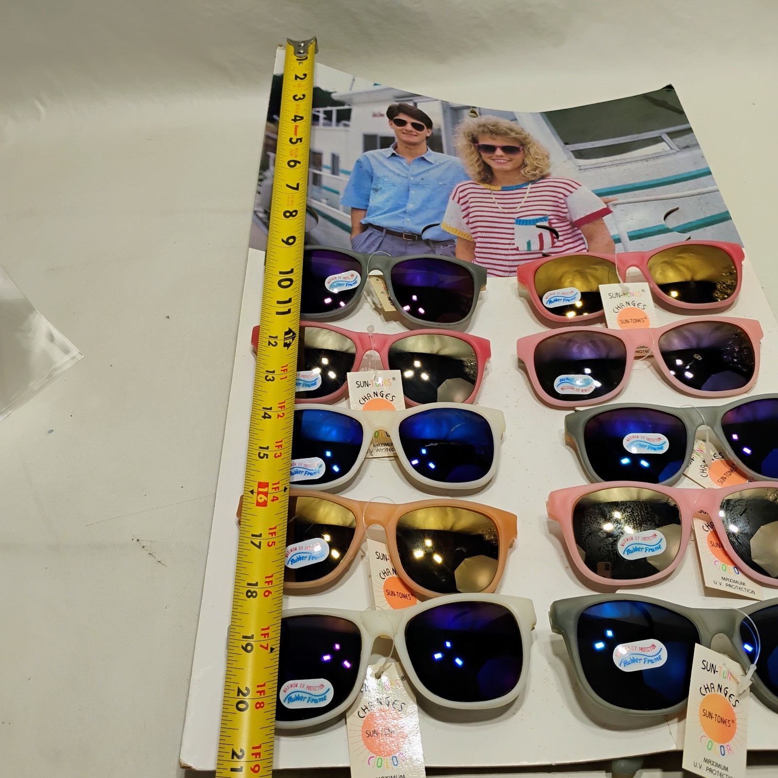 Vintage 80s Color Changing Sunglasses Store Display Sun-Tones Lot Of 10 On Board