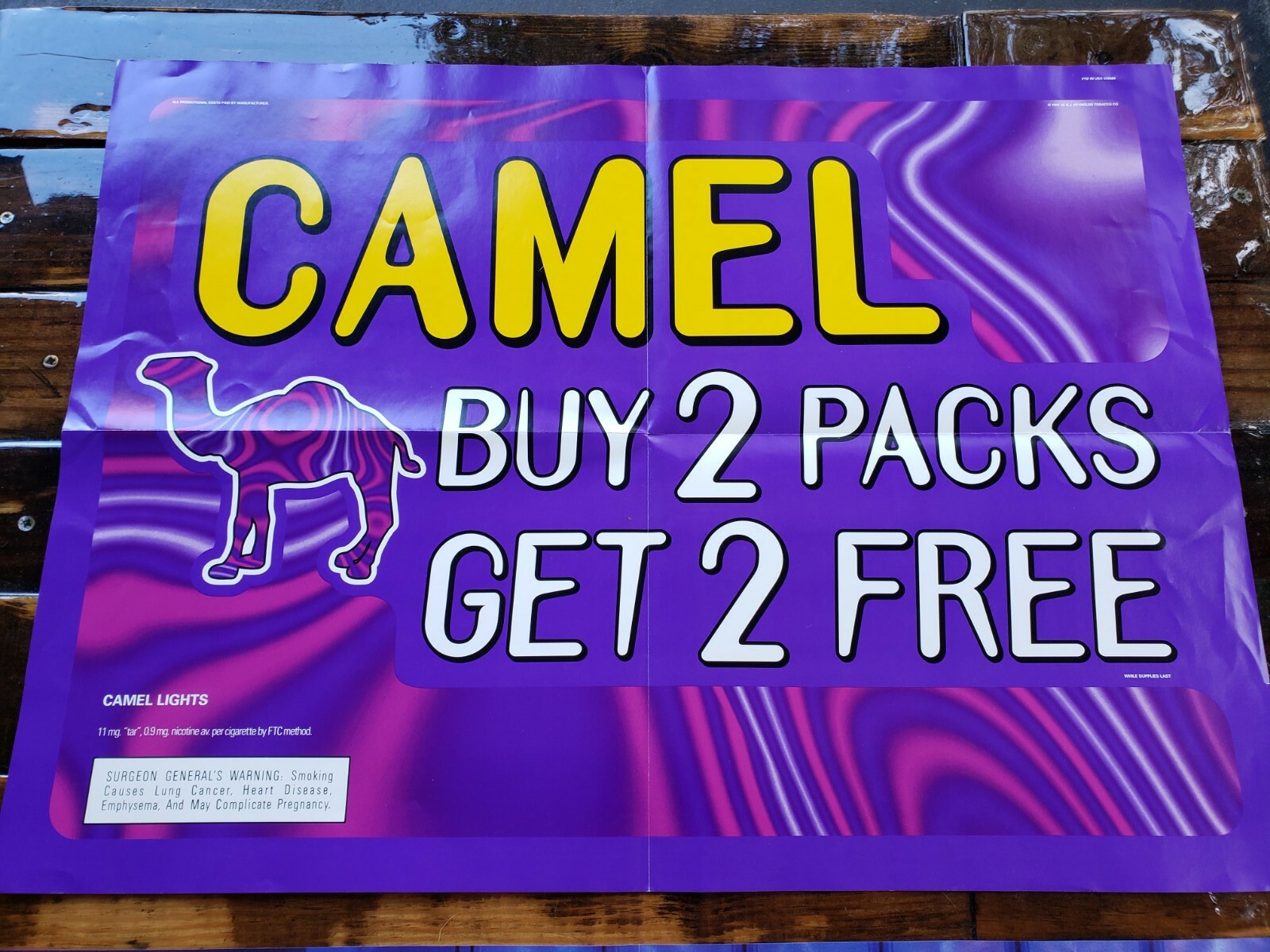 2 RARE Joe Camel Store Display Signs Posters Advertising Cigarette Tobacco