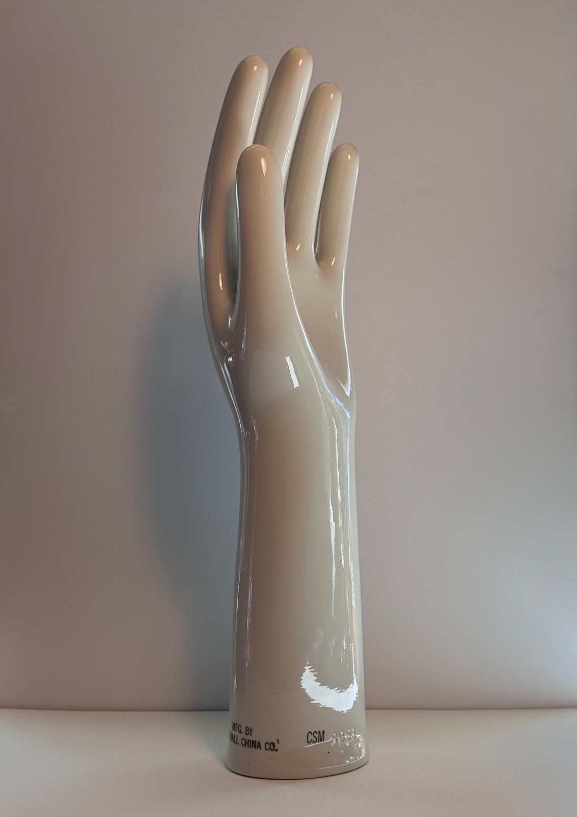 The Hall China Co. White Porcelain Left Hand Glove Display Sculpture CSM 9053