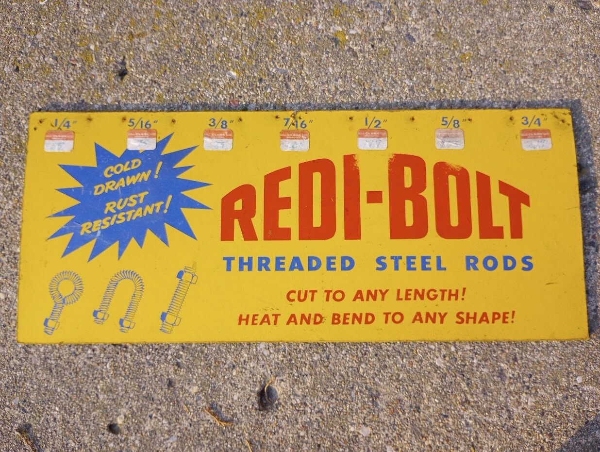 —Vintage wooden REDI-BOLT hardware store display sign