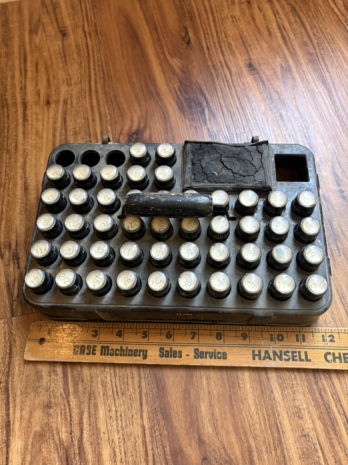 Vtg DUKE PRICING SET GROCERY STORE STAMPERS IN METAL TRAY Ronald K Duke Company