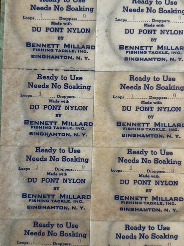 DuPont Nylon Leaders Display Bennett Millard Fishing Tackle 1950s NY Fish