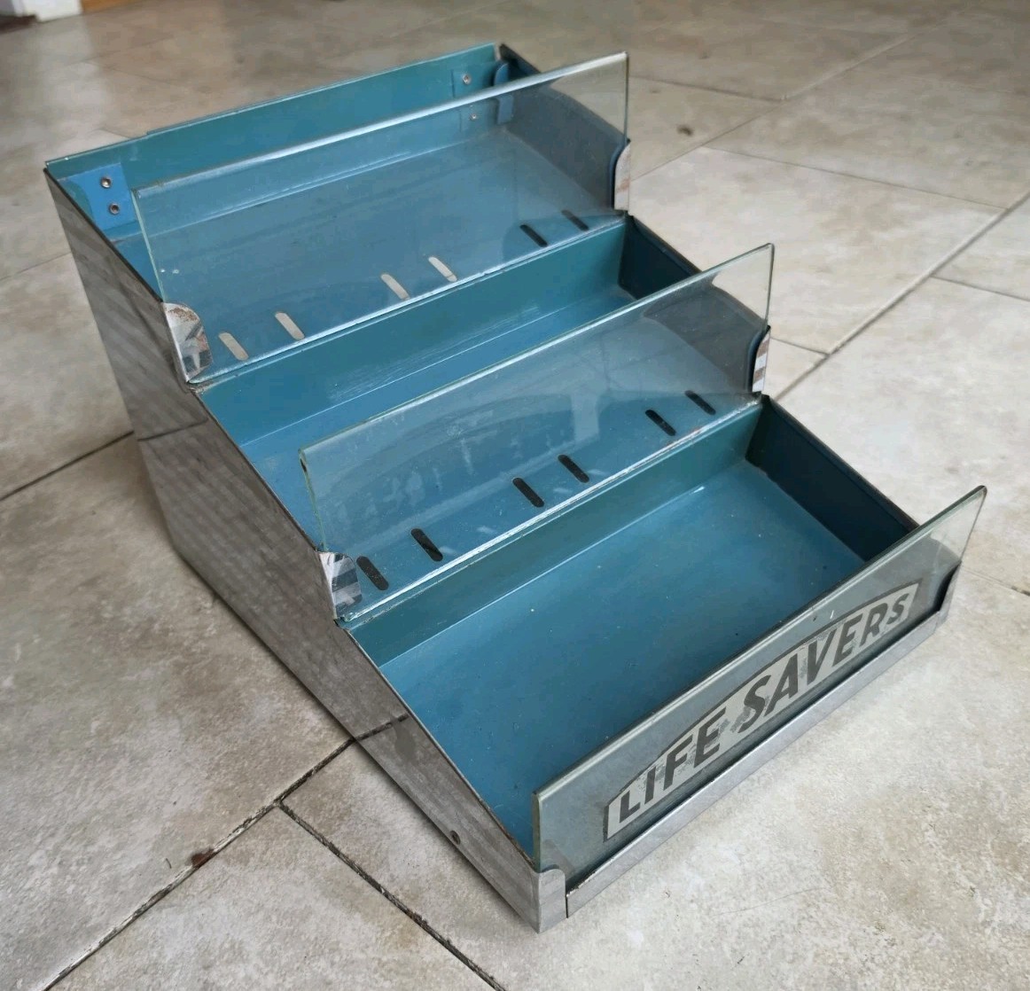 Original Vintage c. 1930’s LIFESAVERS Metal & Glass Countertop Candy Display