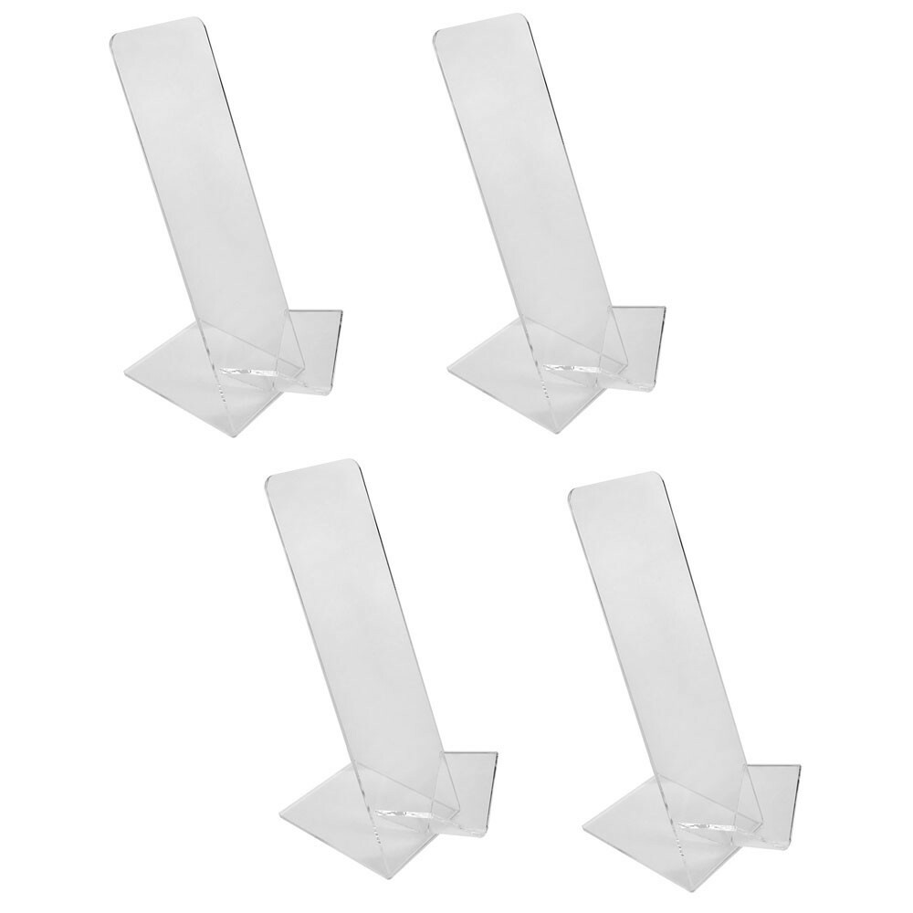 ClearAcrylic Vertical Single ShoeDisplay Stand Set 4Pc With Heels Slant Riser