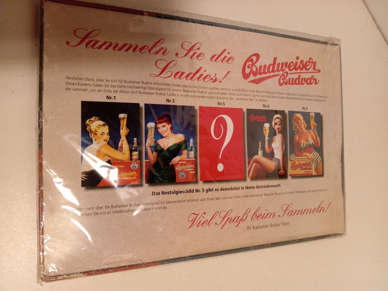 Budweiser Budvar Pin Up 4 Advertising Canvas Plate 30X21cm Recent Reproduction