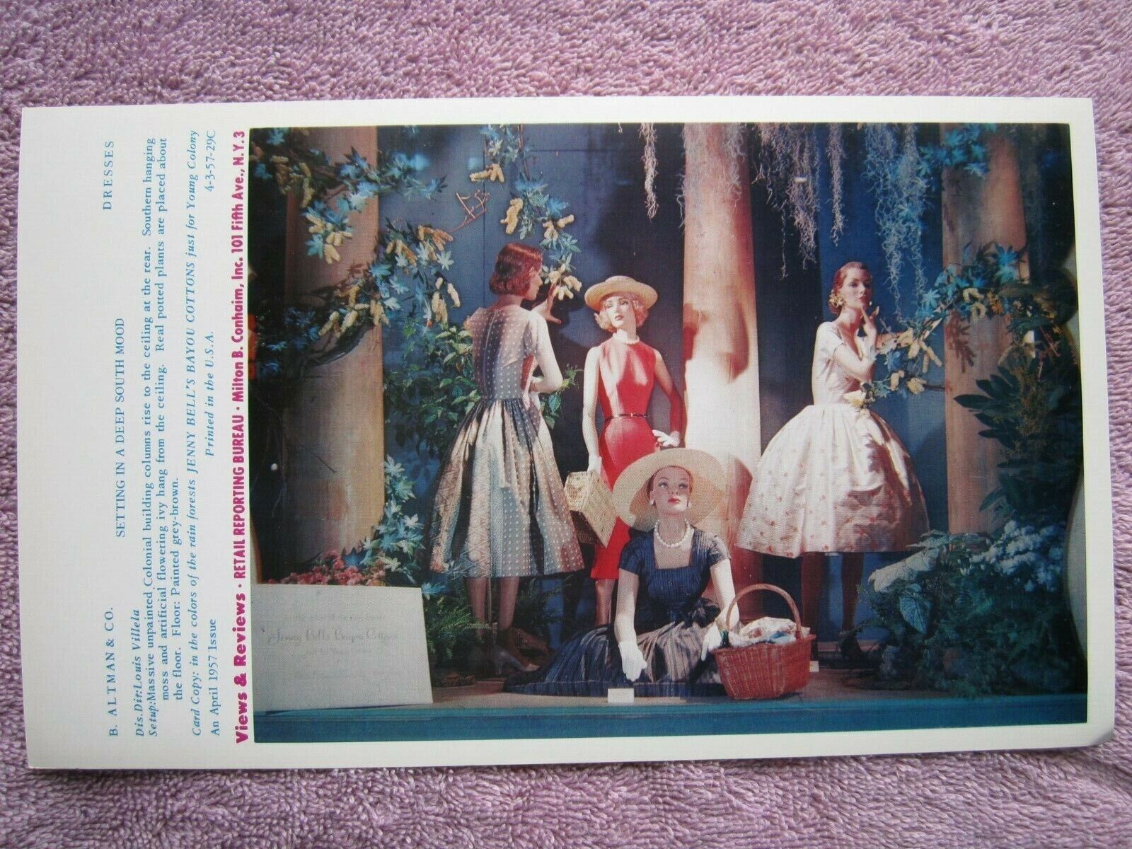 1957 B. ALTMAN & CO. STORE WINDOW DISPLAY WOMENS DRESSES PHOTOGRAPH PRINT #175