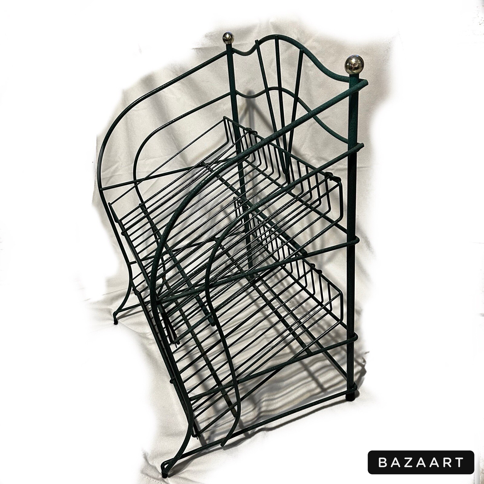 Vintage Newspaper Stand Rack Metal Store Display Advertising Art Deco Shelving