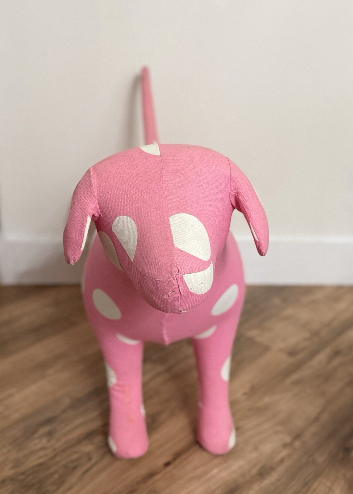 VTG RARE Victoria’s Secret Pink XL Display Dog Pink/white Polka Dot 25.5”T Y2K