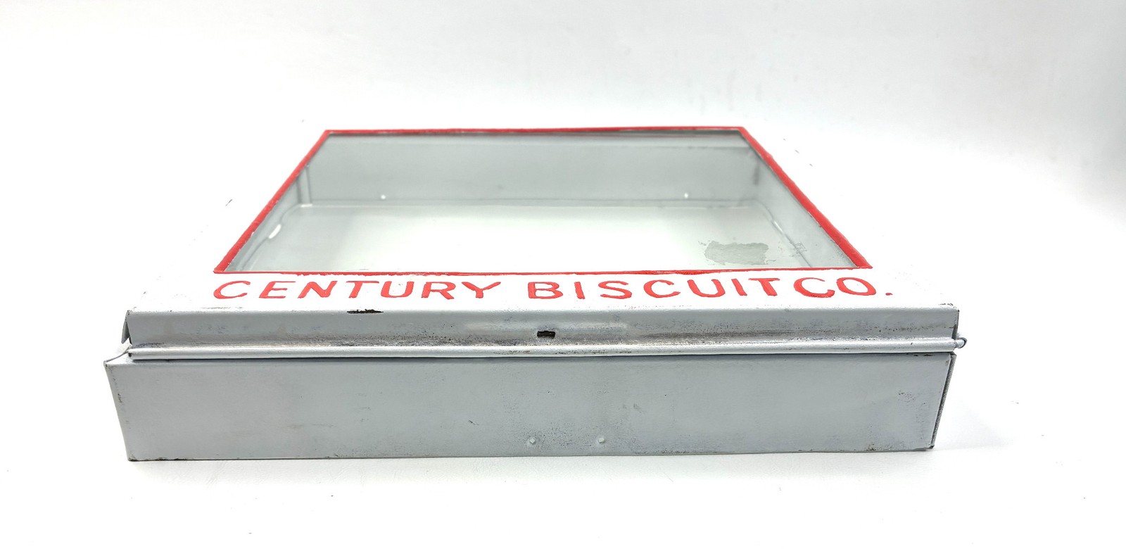 Vintage Century Biscuit Co Metal Counter Display Case Glass Lid Advertising Sign