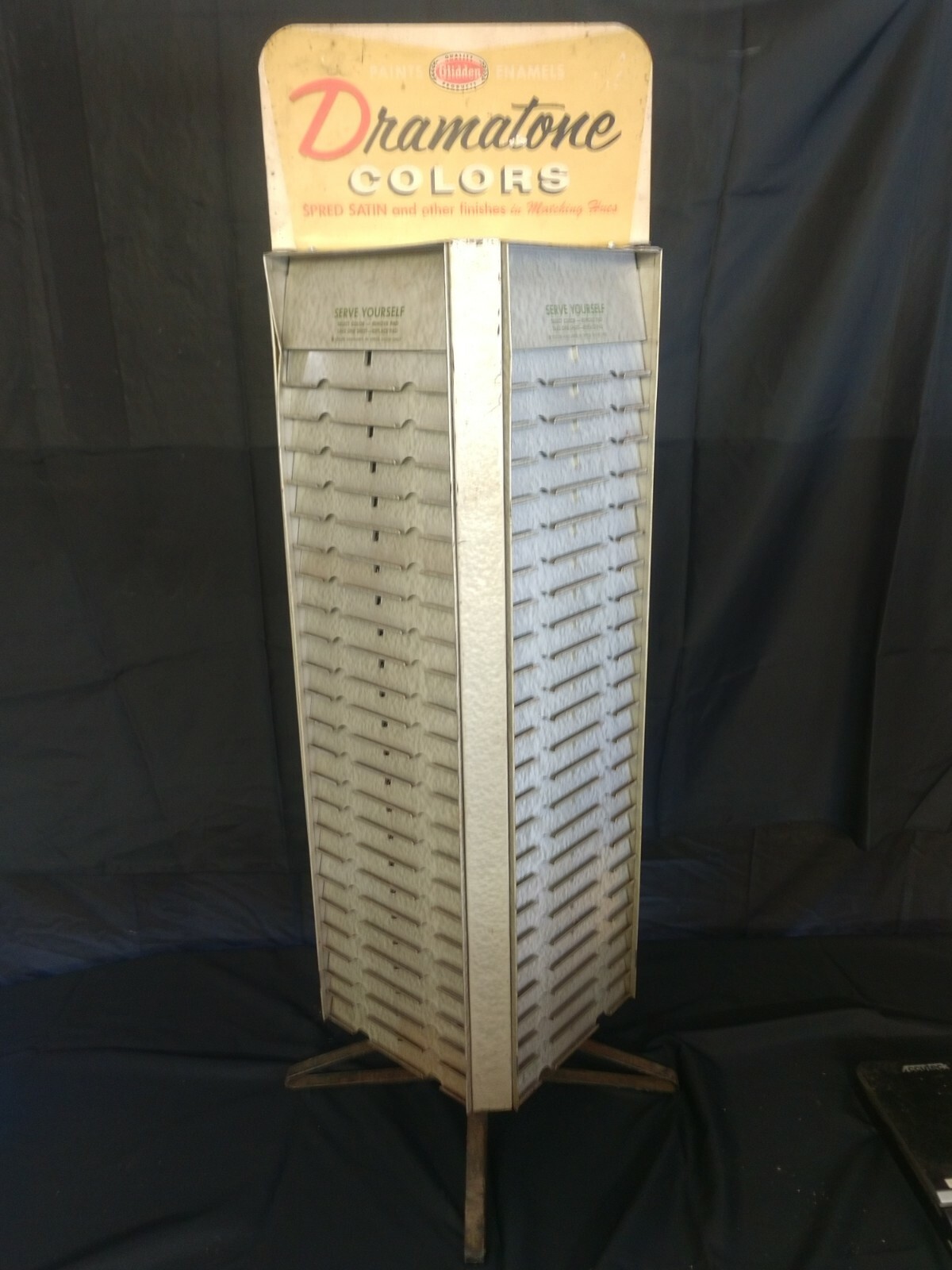 Vintage Rotating Glidden Dramatone Paint Sample Color Display Rack