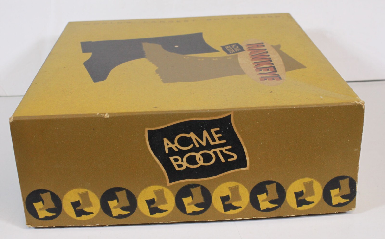 Vtg Acme Boots Hawkeye Box Graphics Advertising 11×11 Empty Prop Retro MCM