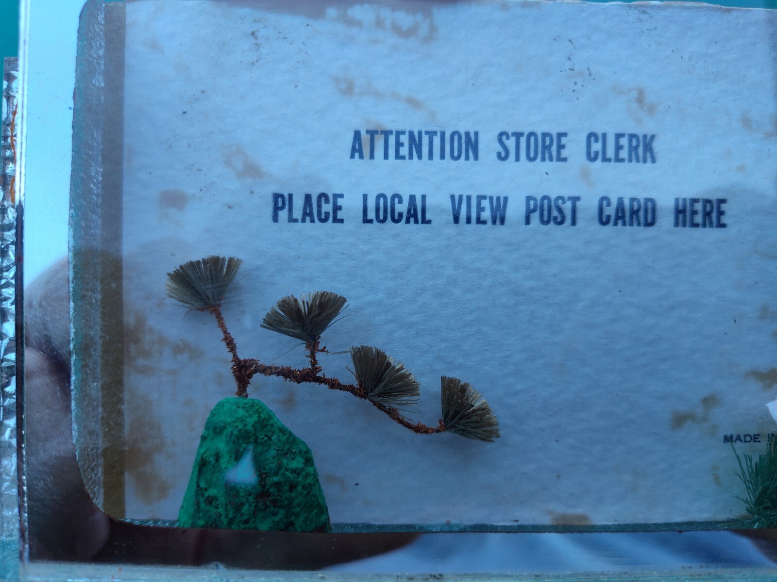 1940’s RARE!! STORE POSTCARD DISPLAY HOLDER MADE IN JAPAN 3D FLOWERS UNUSUAL