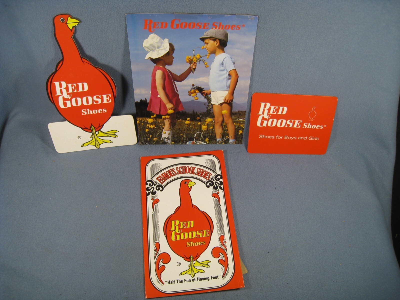 Lot of 4 Vintage Cardboard Red Goose Shoes Store Display Sign’s