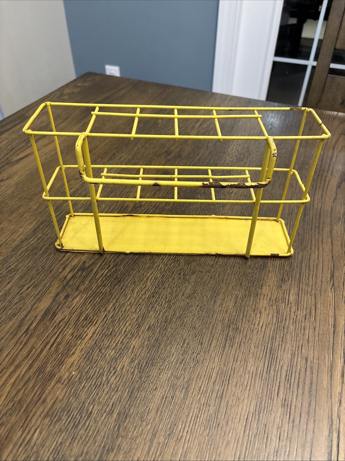 Vintage yellow Metal display rack, used for holding Items
