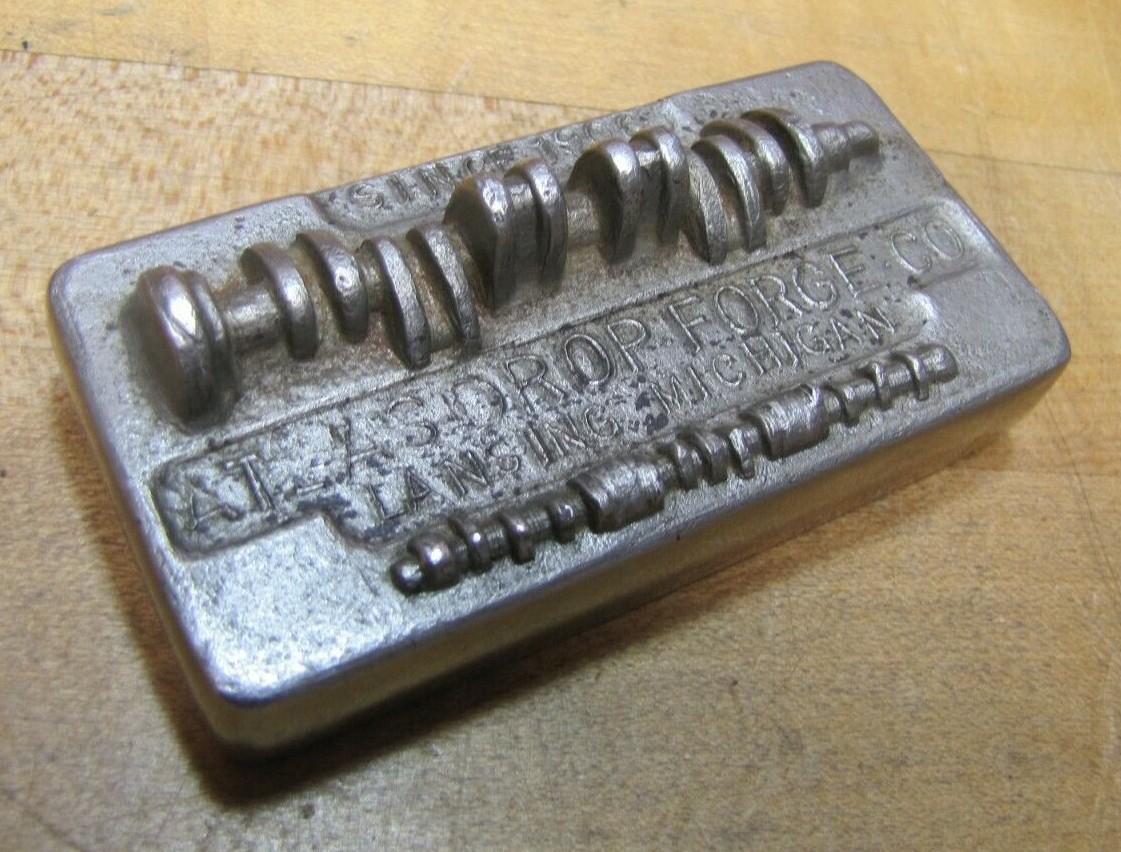 ATLAS DROP FORGE Co LANSING MICHIGAN Old Advertising Paperweight Crank Camshaft