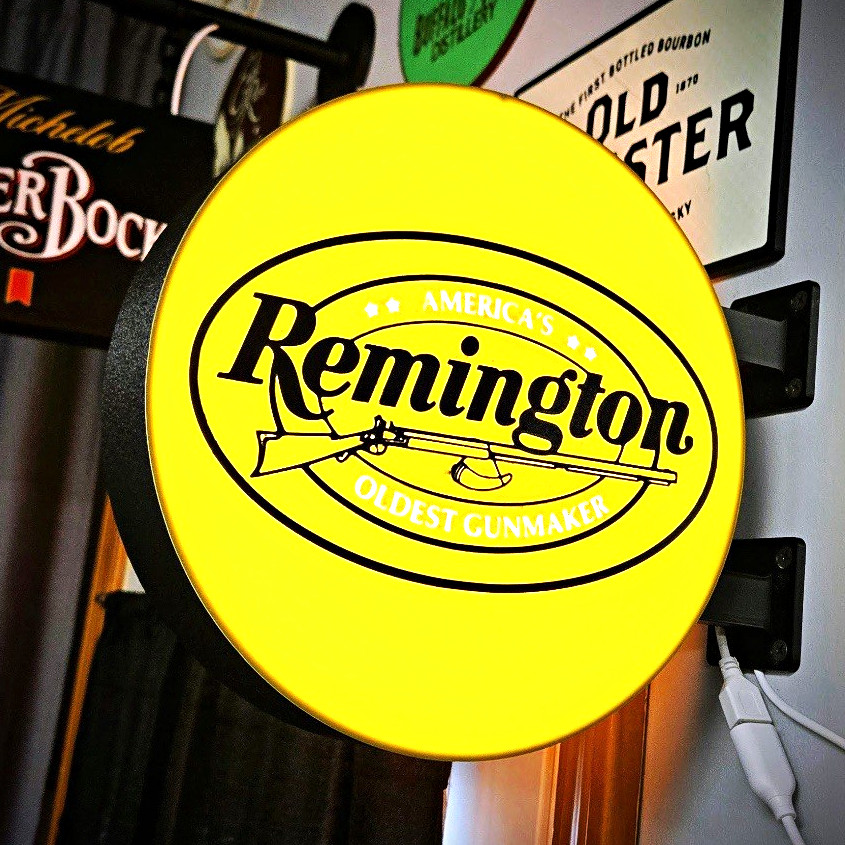 Remington Yellow/Black Lighted Advertising Sign “America’s Oldest Gunmaker”