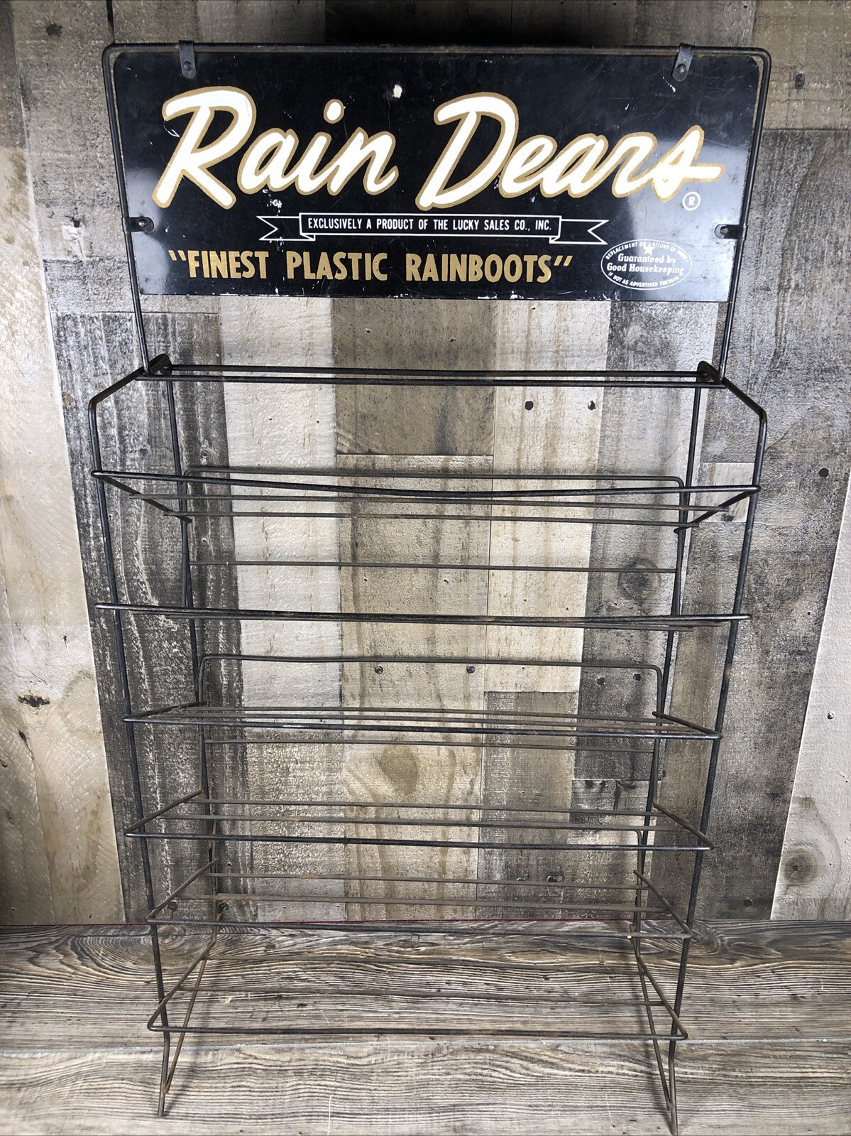 Rare Vintage Rain Dears Shoe Covers Store Display Rack Shelf