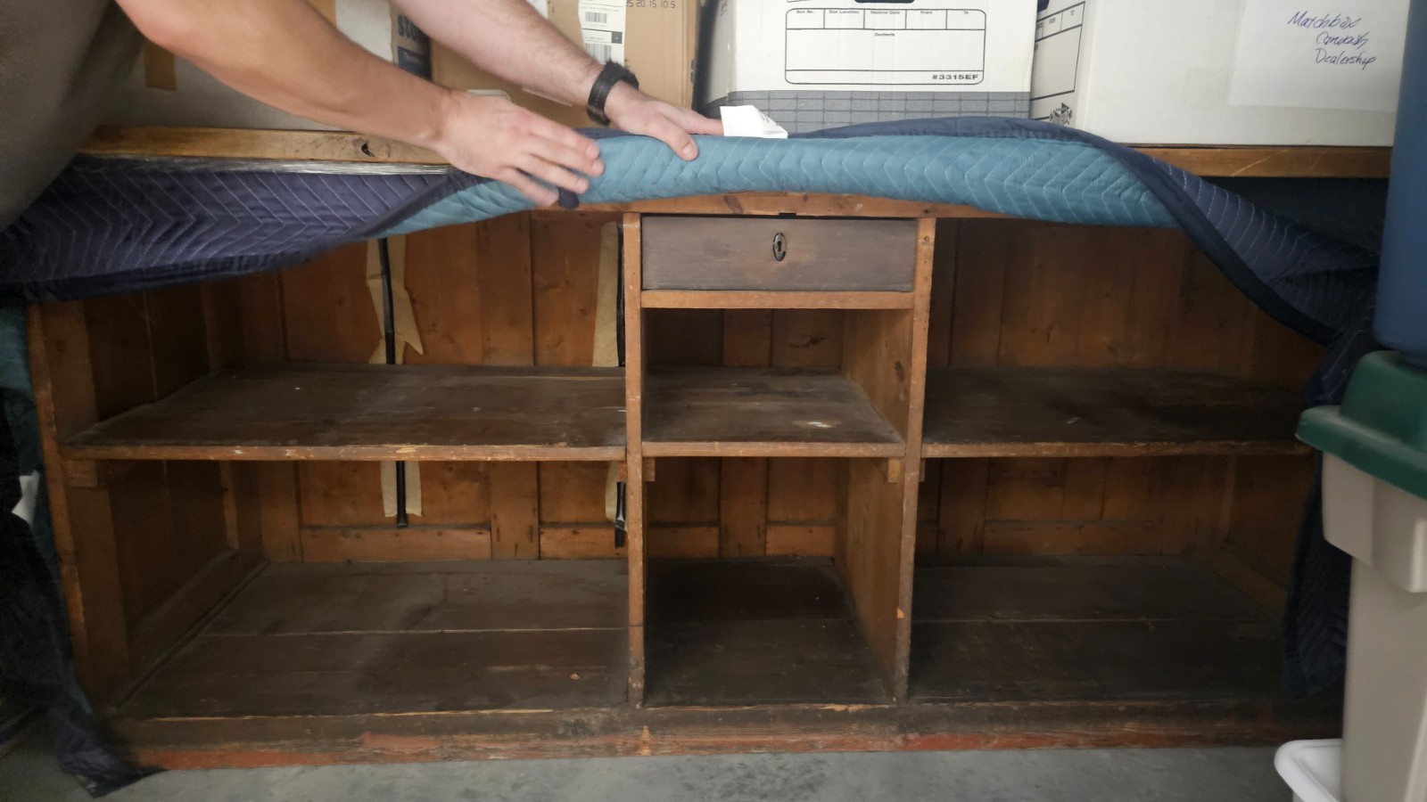 Late 1800s antique wood store counter