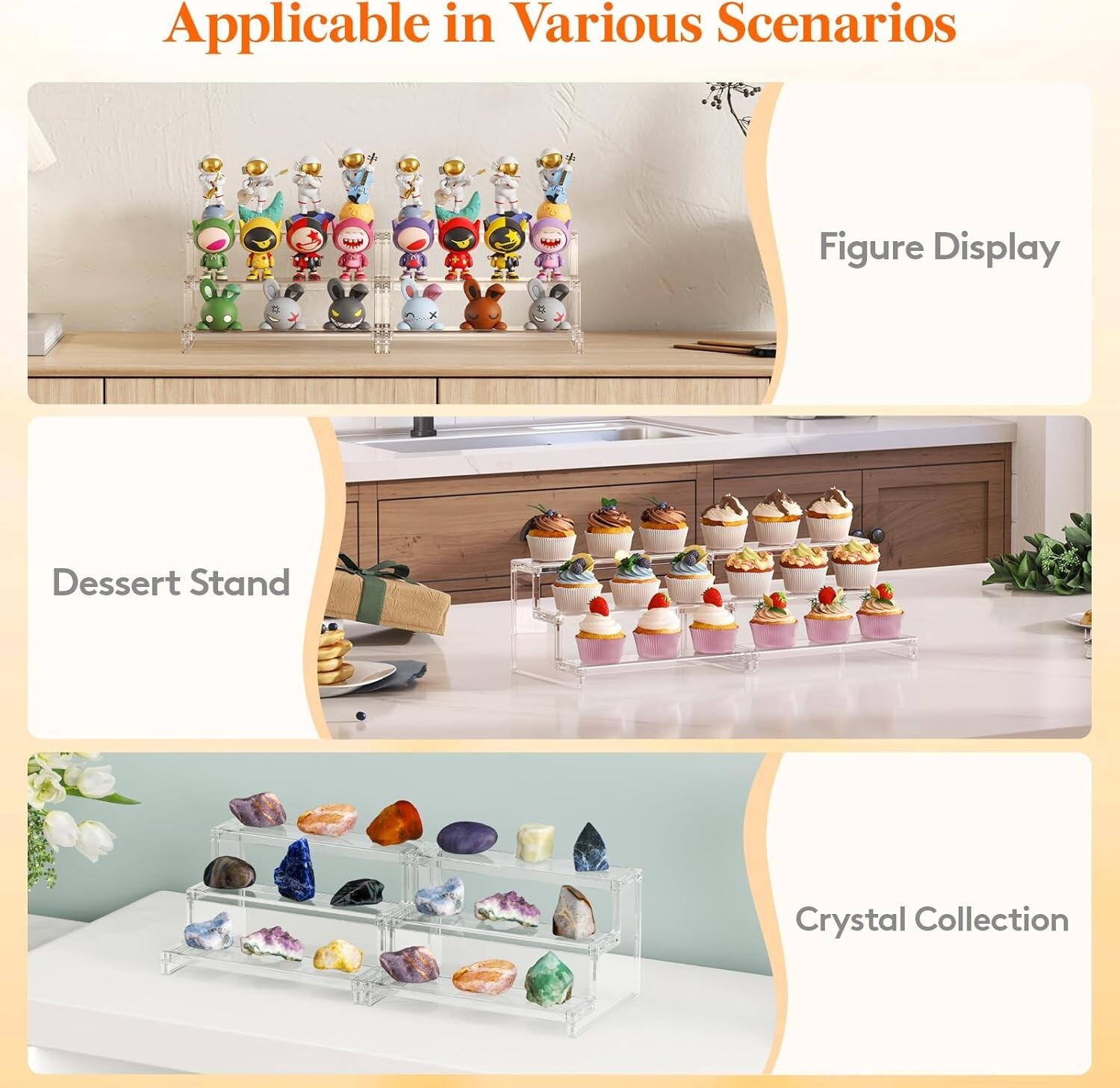Acrylic Risers Display Shelf 9″ Perfume Organizer 4 Tier For Cologne Cupcake NEW