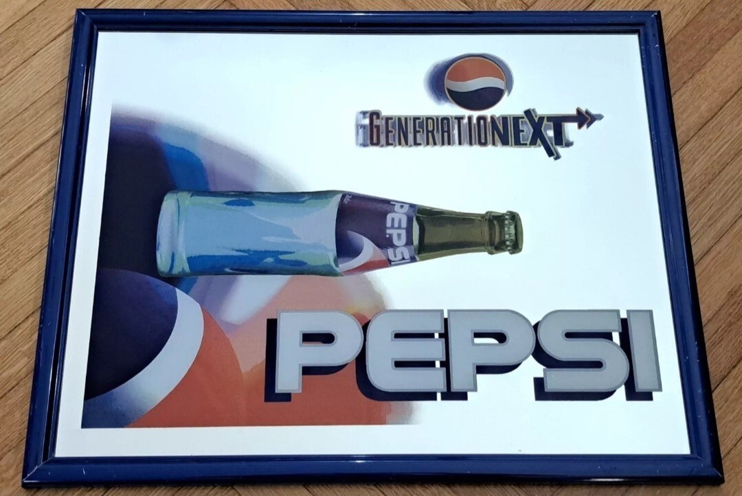 VINTAGE PEPSI GENERATIONEXT-BAR PUB-90′ ADVERTISING MIRROR SIGN FRAME