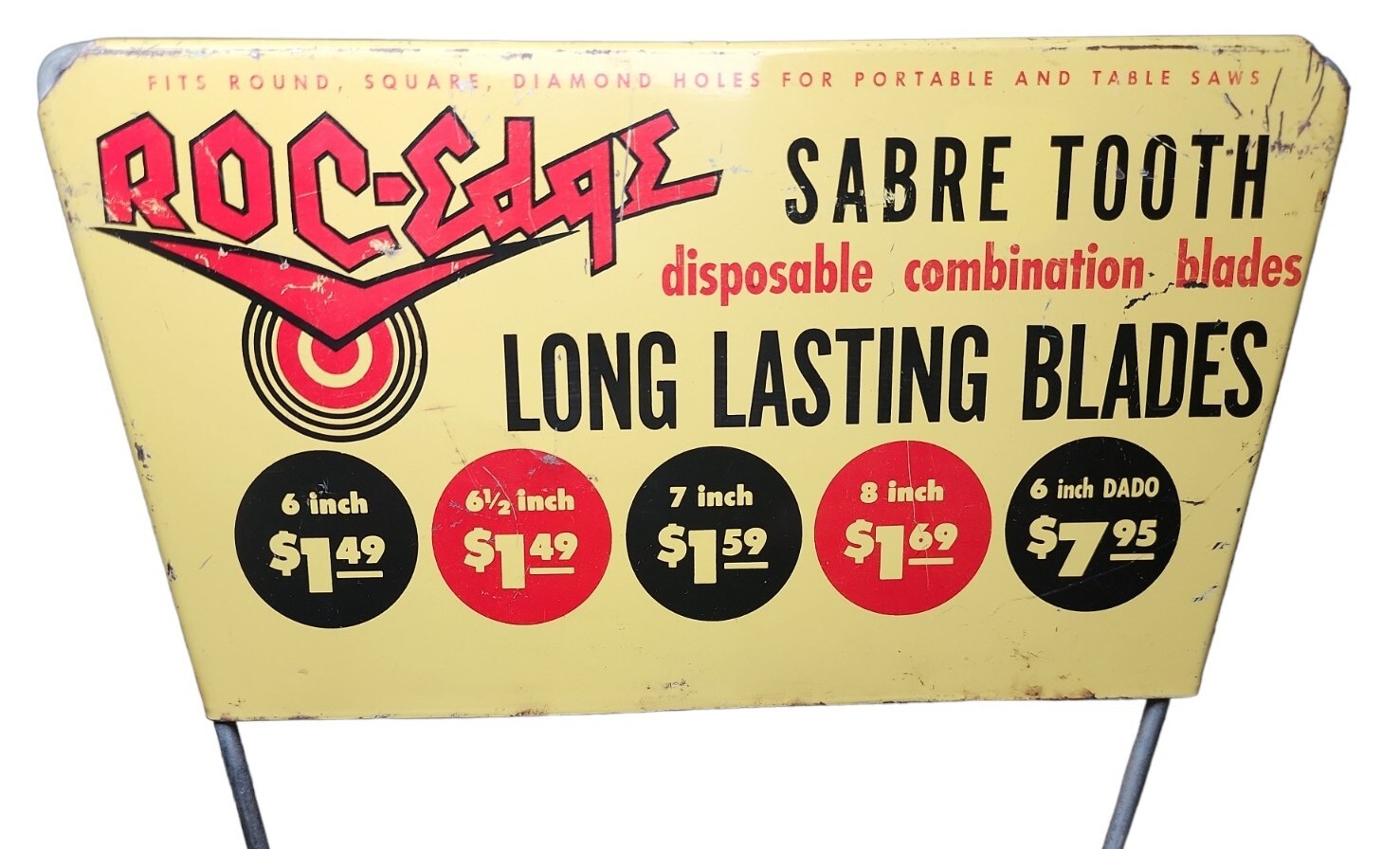 Vintage Roc-Edge Sabre Tooth Saw Blades Store Counter Advertising Display RARE