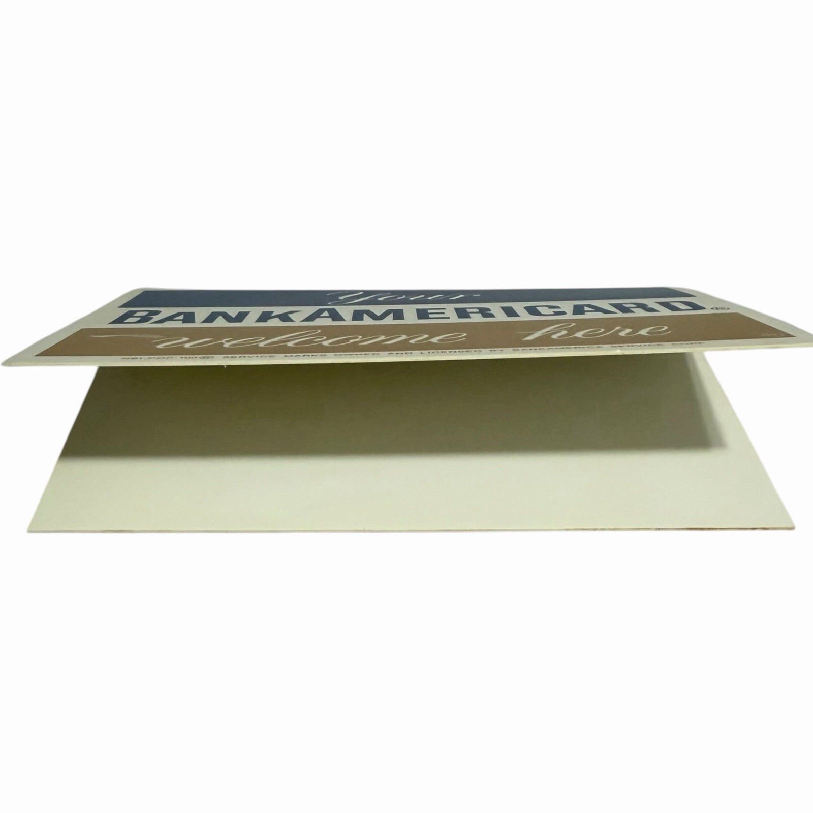 VTG “Your BankAmericard Welcome Here” Acrylic Table Tent Sign Double Sided