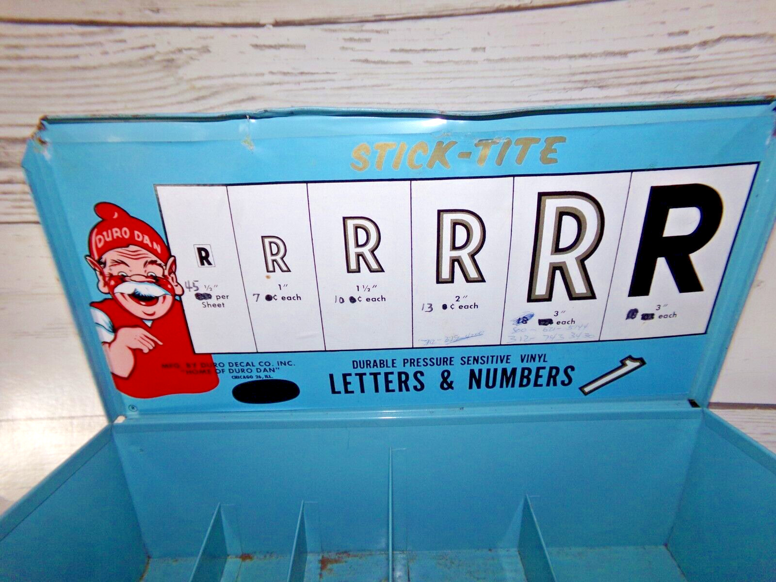 DURO Decal Co Sign Maker Letter & Number Decals Blue Metal Vintage Store Display