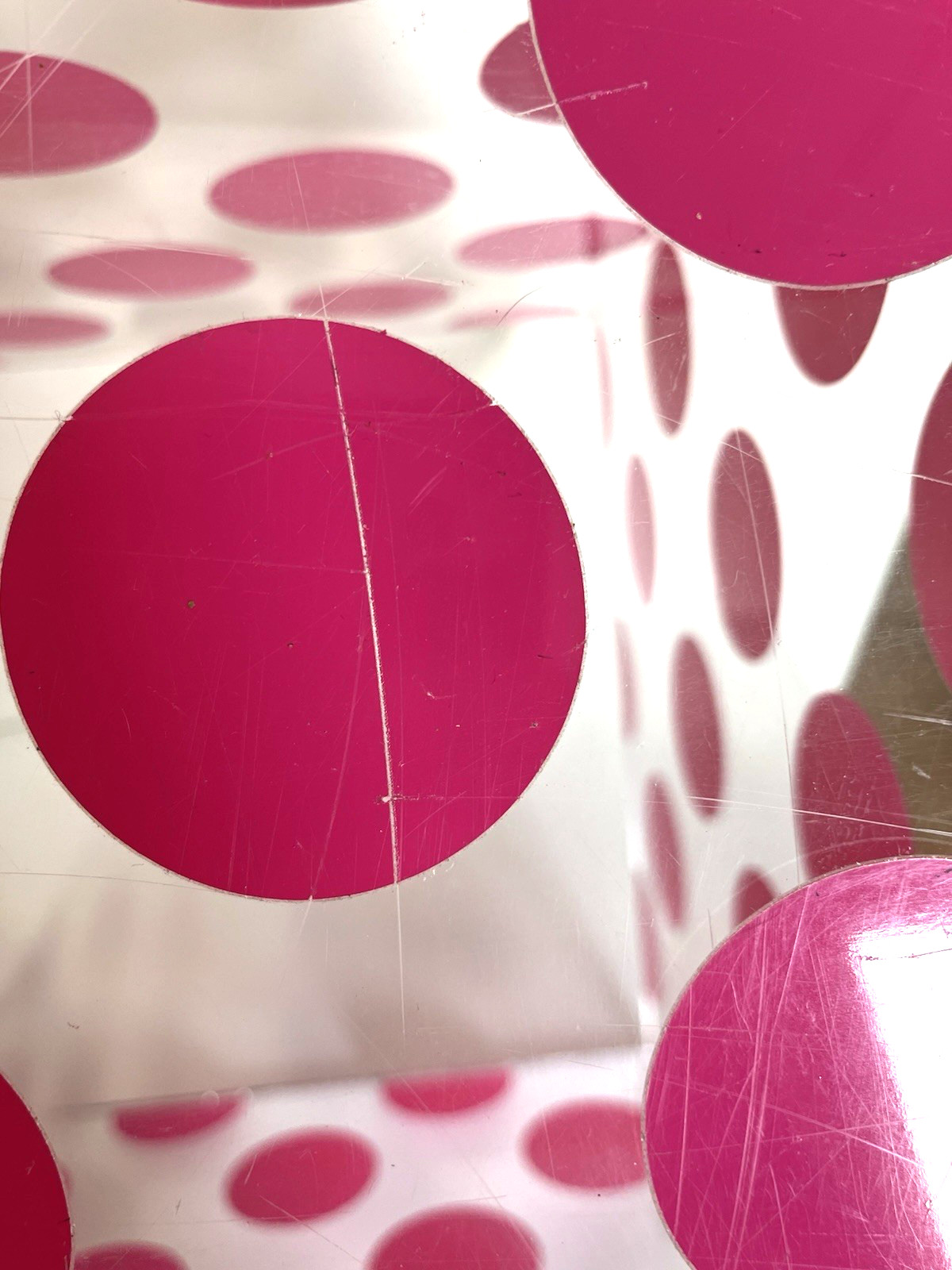 Clear Lucite Pink Dot VS Display Cube 14 x 14 x 14