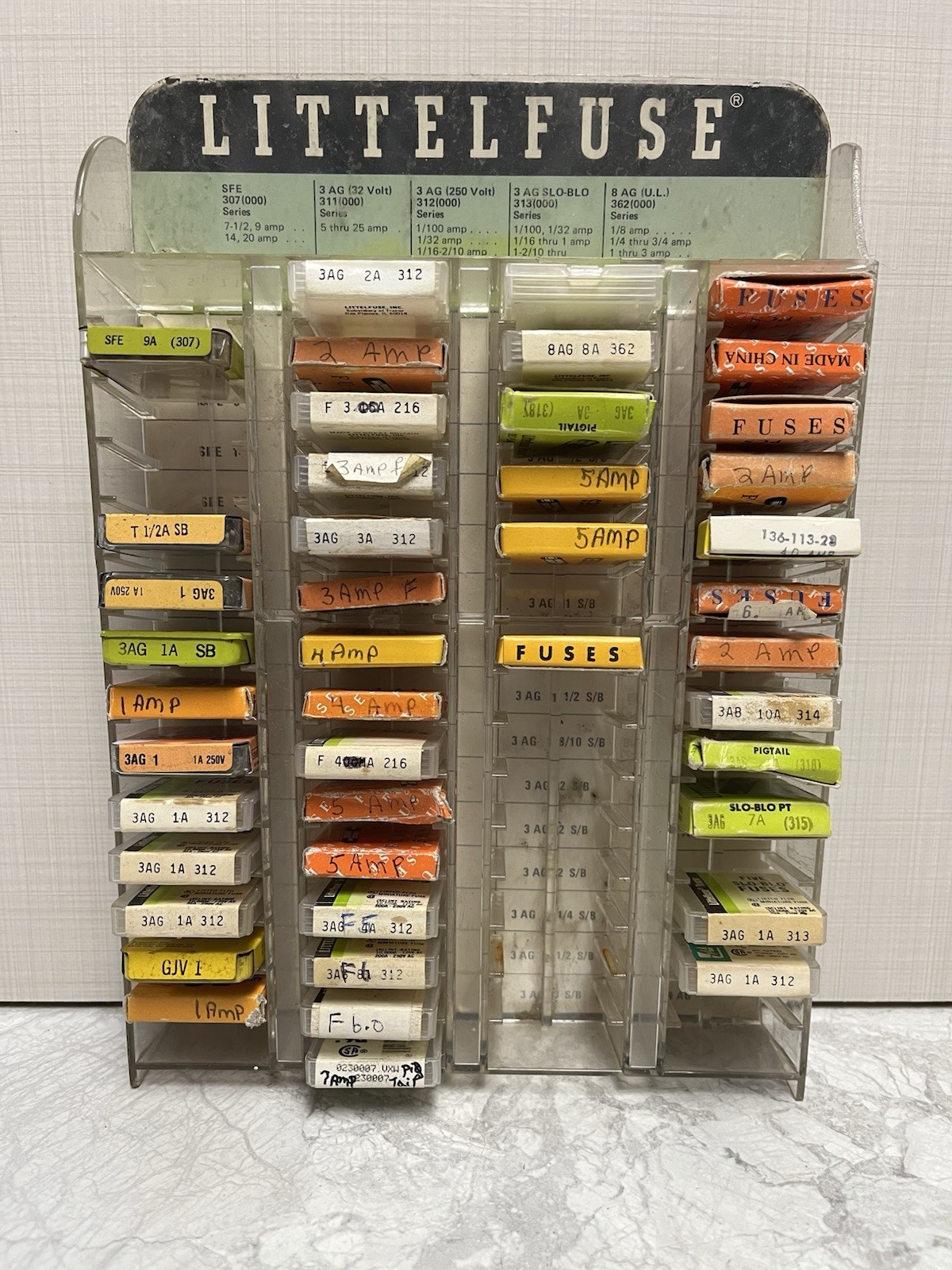 Vintage Littelfuse Fuse Display And Miscellaneous Fuses.