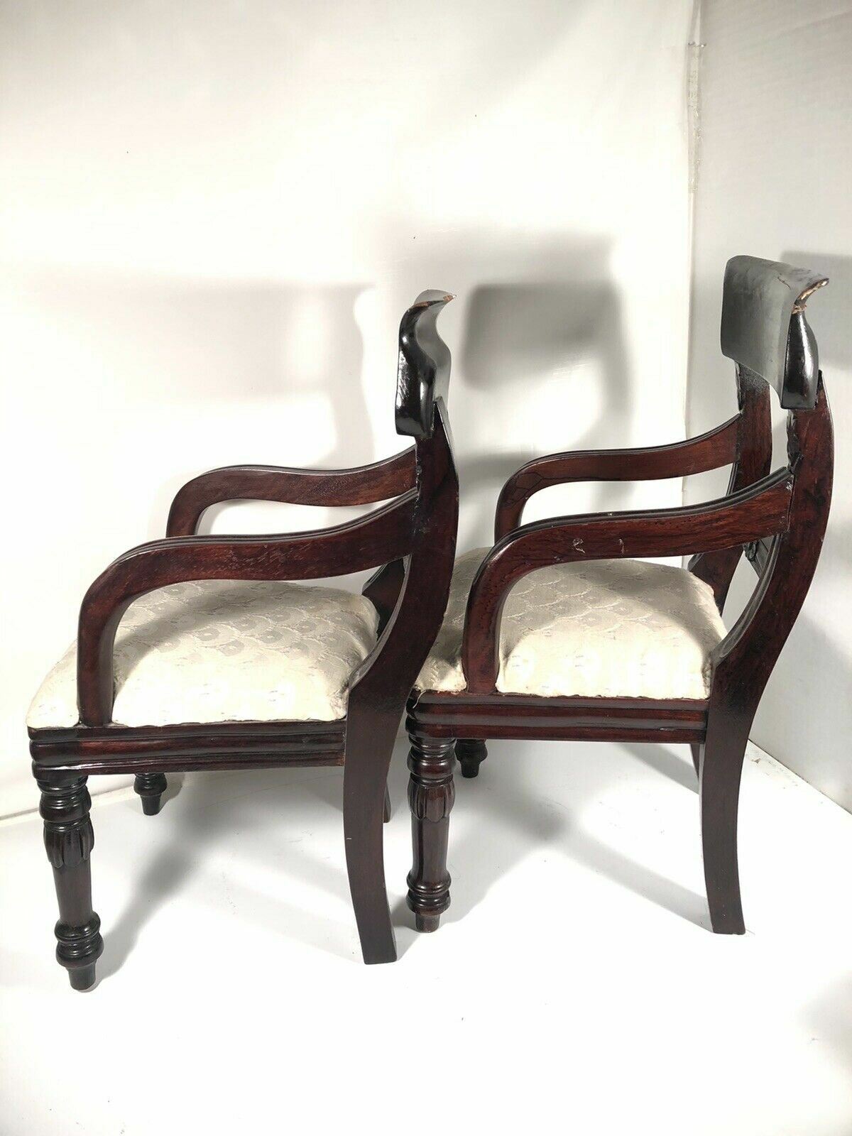 Salesman Sample Vintage Pair Matching Wood Carved Armchairs Doll Display Seats