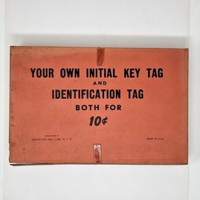 Vintage Crown Toy MFG Corp Initial Identification Key Tag Display Box Empty U127