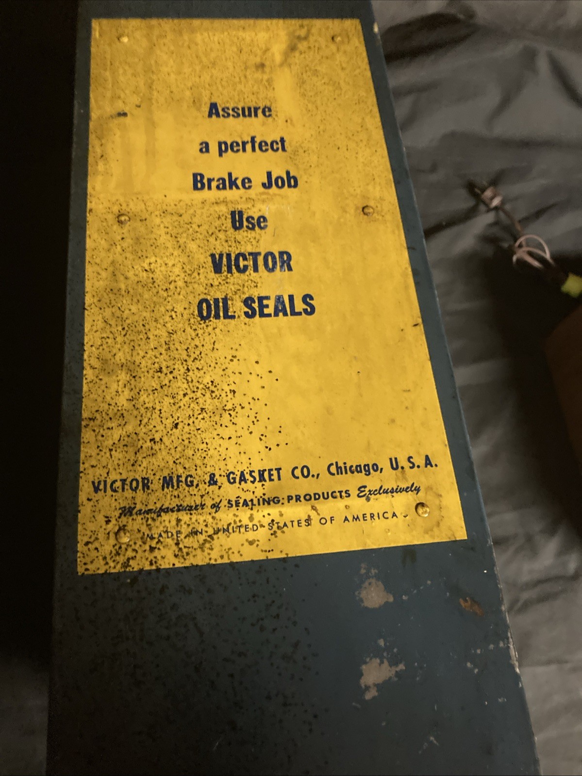 Vintage Victor Gaskets & Oil Seals Metal Cabinet Gas Station Garage Display