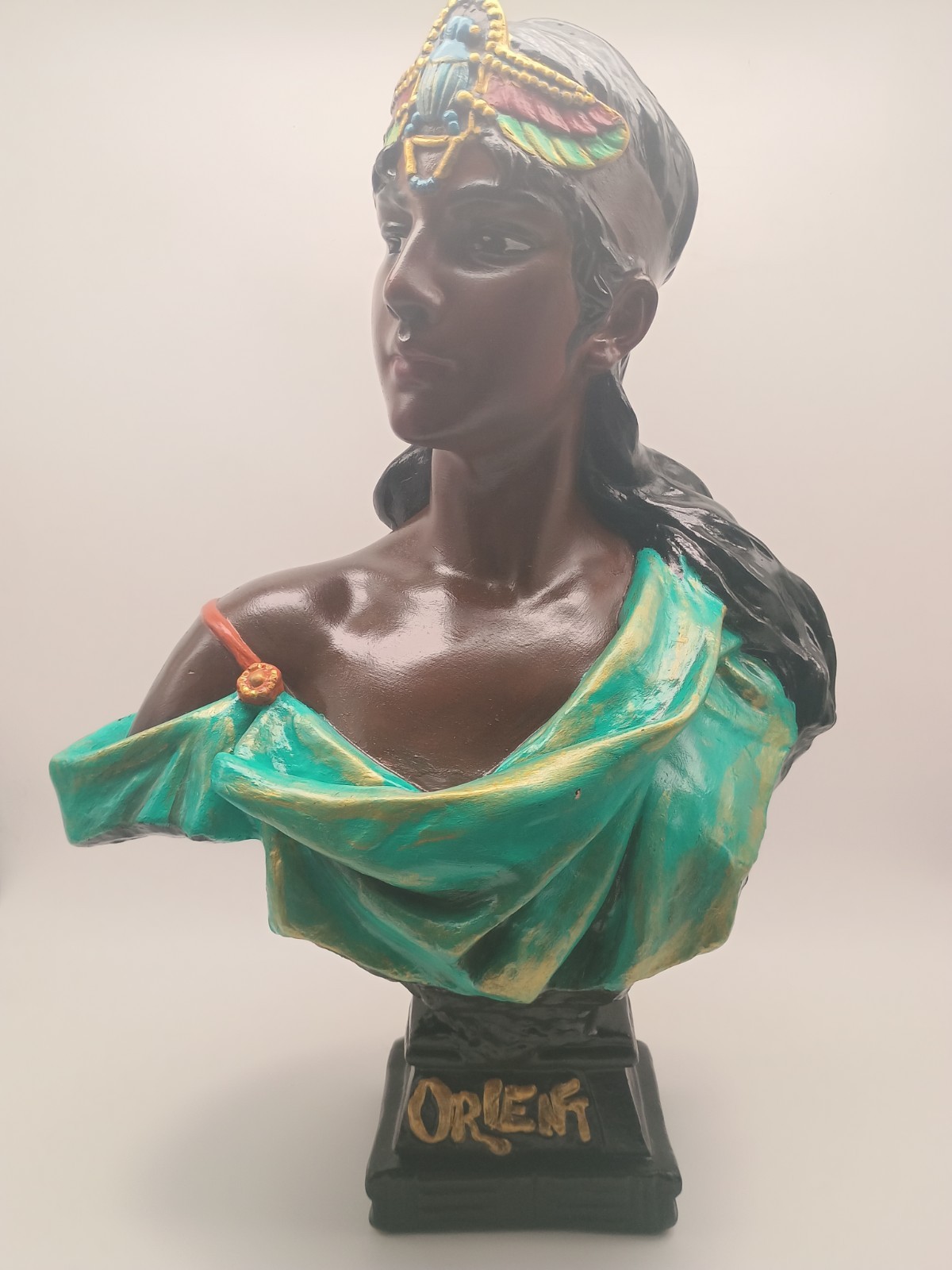 Orient By E Villanis Cigar Store ChalkWare Egyptian Figure signed right shoulder