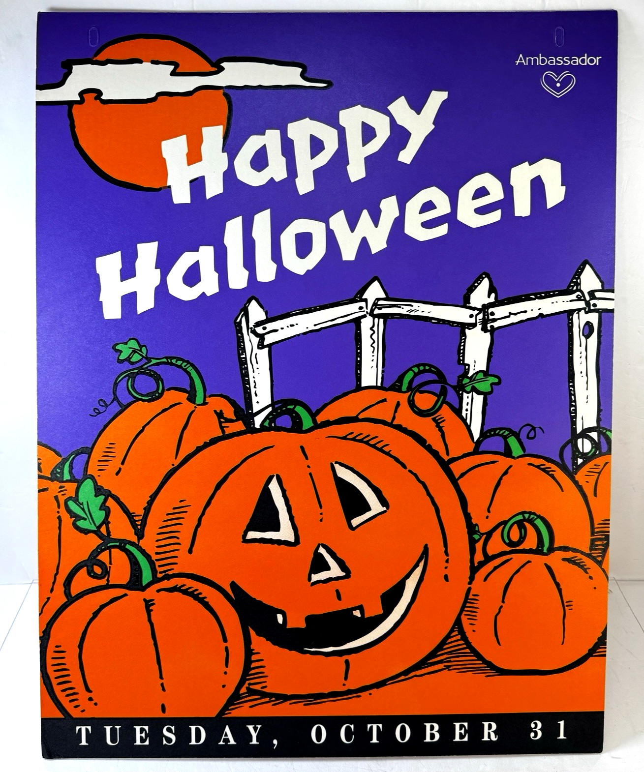 Vintage 1990s HAPPY HALLOWEEN Large Store Display Double Sided 26 x 20