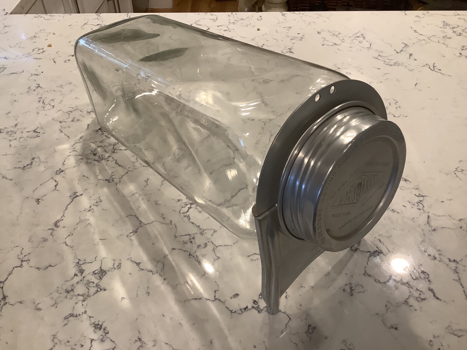 RARE Antique General Store ARIDOR Rounded Bottom Glass Candy Jar w/ Lid & Stand