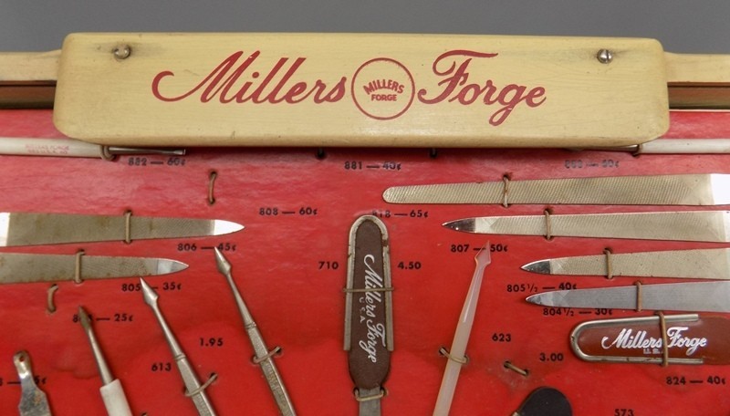 Vintage Millers Forge Store Counter Display 2 Drawer w/ Implements Pharmacy