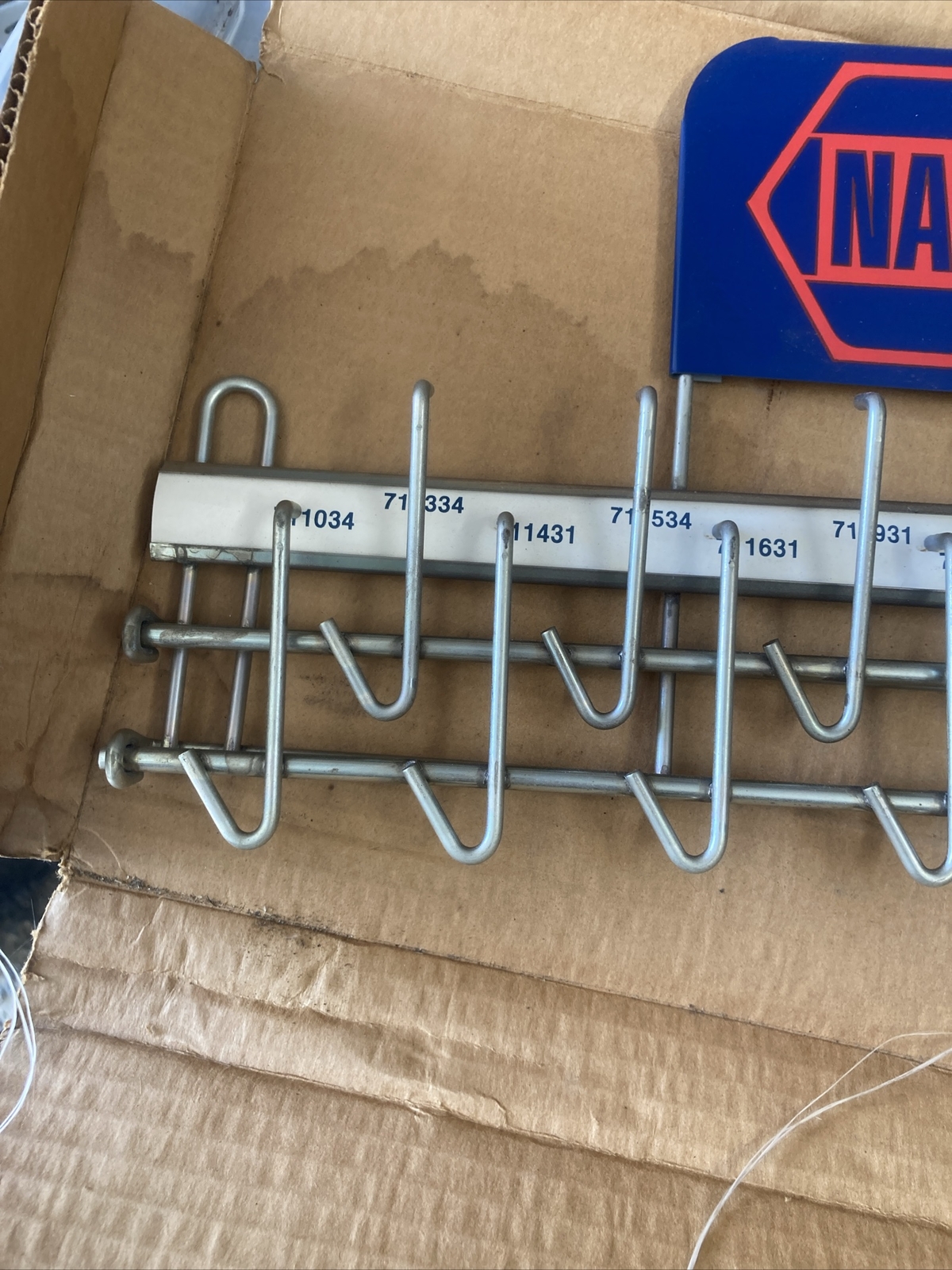 VINTAGE NAPA SERVICE STATION BELDEN DEALERSHIP SHOP DISPLAY SIGN RACK 8X22X3 VTG